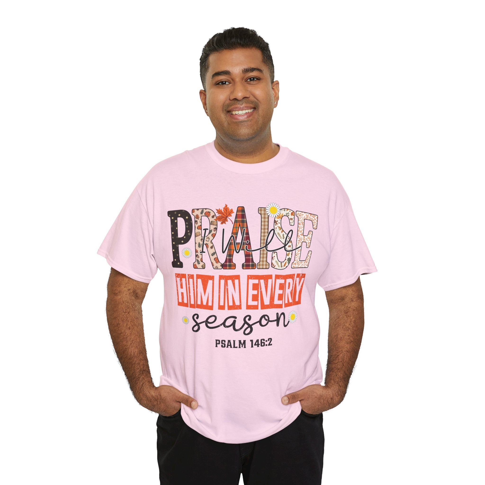 Praise Him In Every Tee — Fall Daisies & Leaf Floral Graphic Unisex Cotton T-Shirt