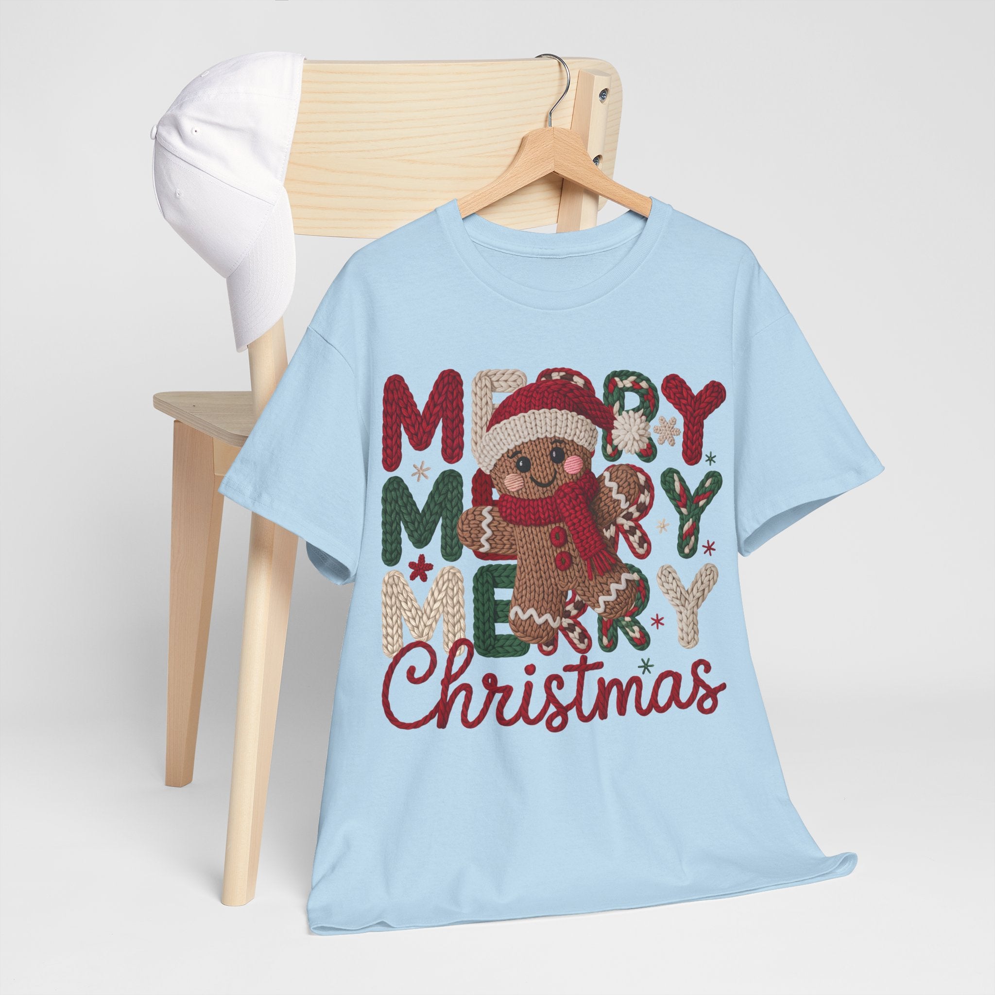 Merry Merry Merry Christmas Gingerbread Unisex Cotton Tee