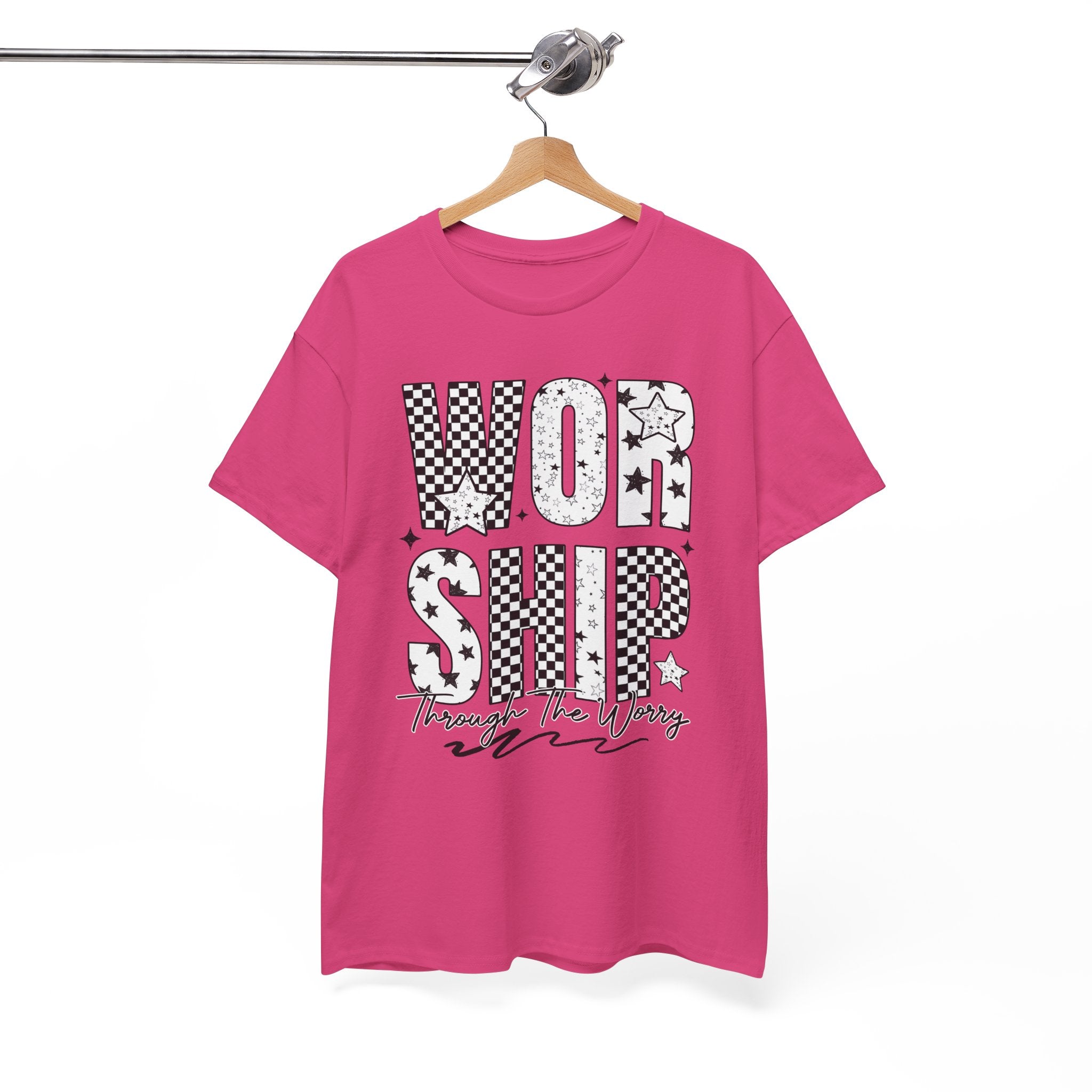 WORSHIP Through The Worry Checkerboard Unisex Cotton Tee