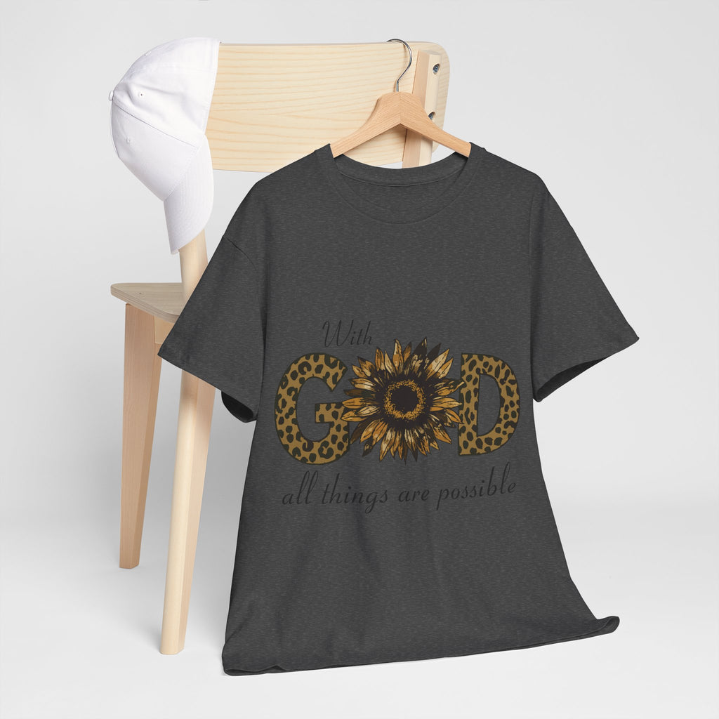 GOD Leopard Print Sunflower Unisex Cotton Tee