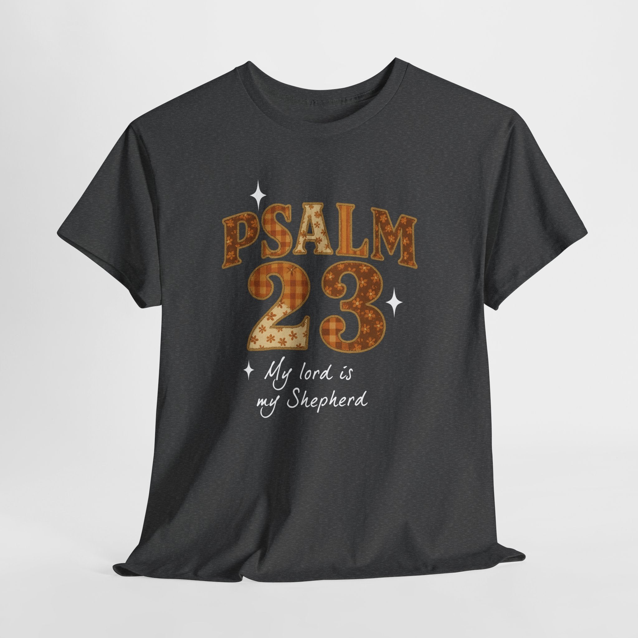 Psalm 23 Floral Tee — “My Lord Is My Shepherd” Stitched-Text Unisex Cotton Tee