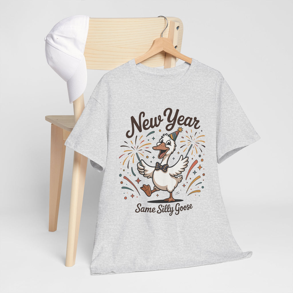 New Year Same Silly Goose T-Shirt — Party Goose Graphic Unisex Cotton Tee