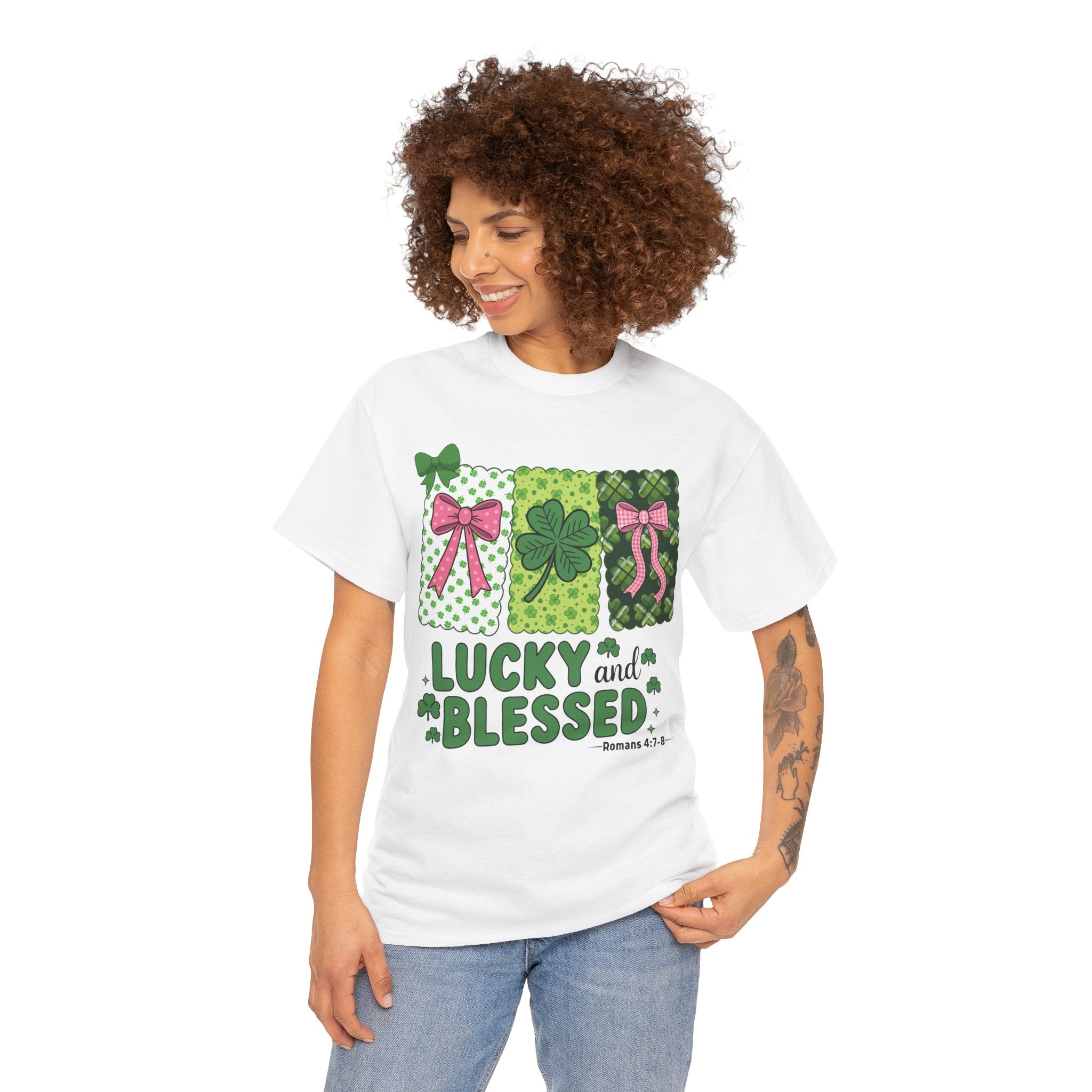 Lucky and Blessed Clover Unisex Cotton Tee