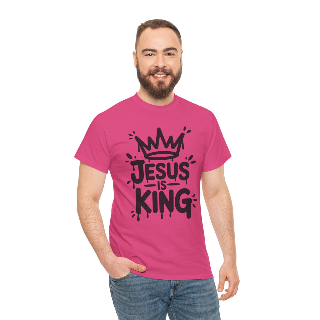 Jesus Is King Crown T-Shirt — Minimalist Christian Unisex Cotton Tee