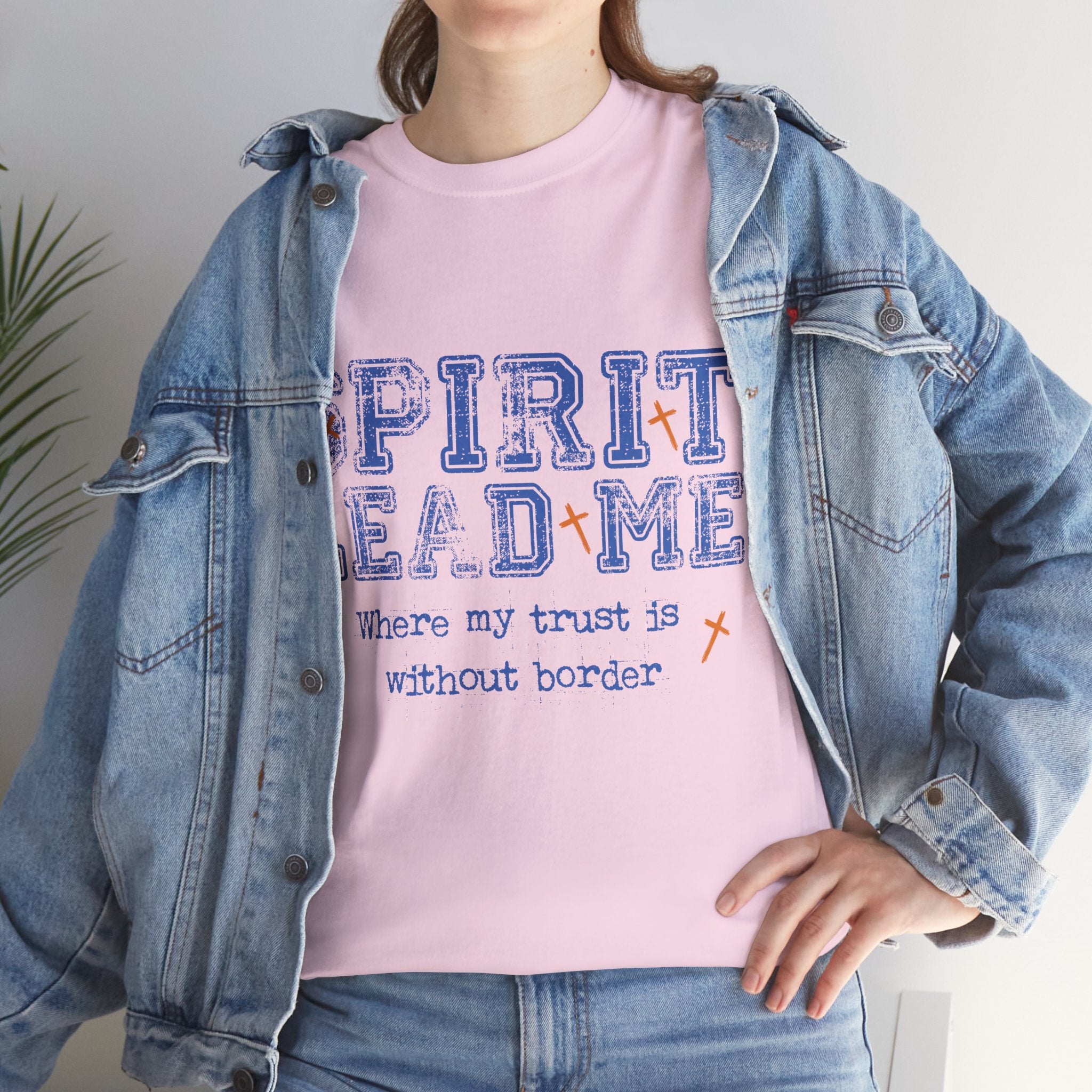 Christian Varsity Tee — “Spirit Lead Me — Where My Trust Is Without Border”. Unisex Cotton Tee
