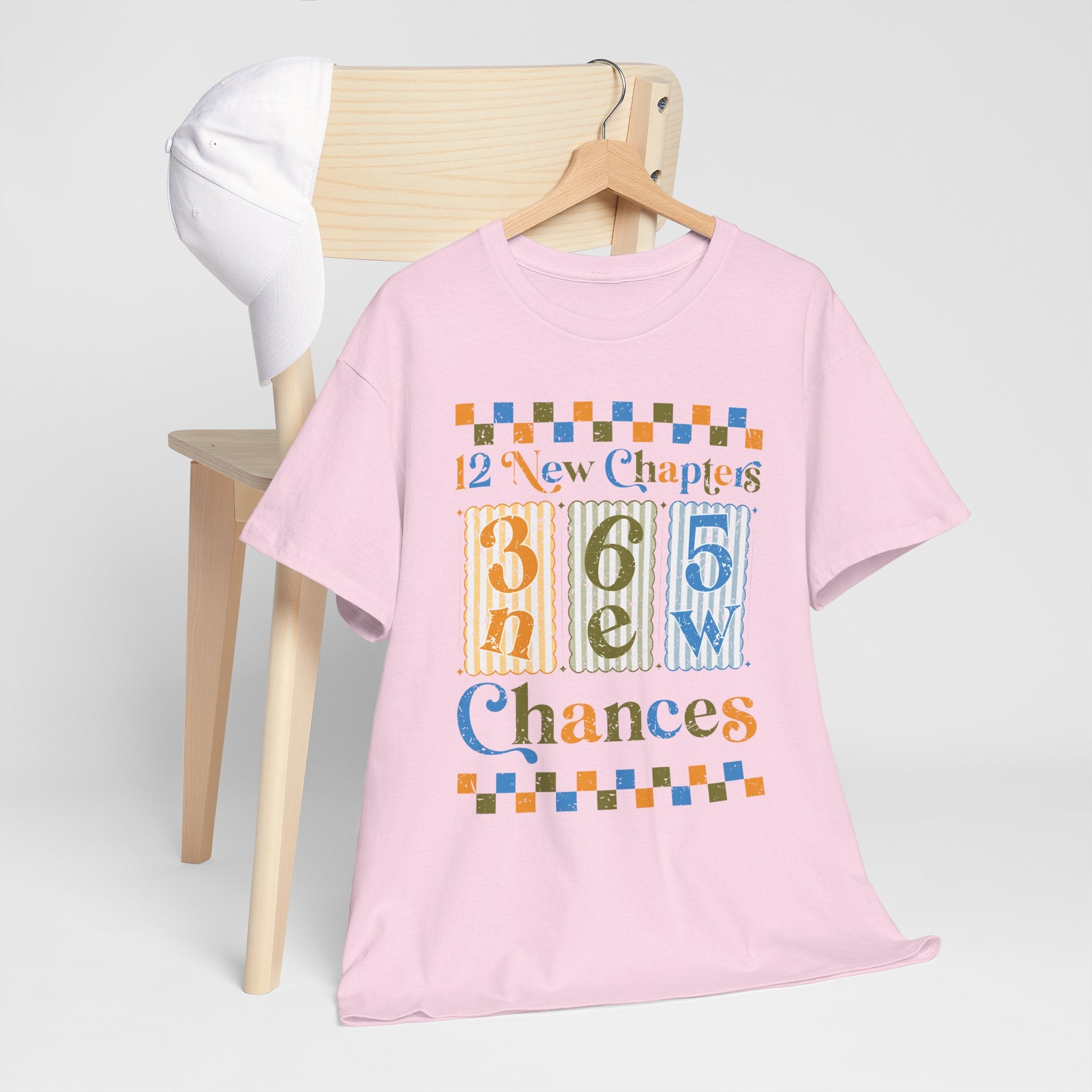 Retro '12 New Chapters, 365 New Chances' T-Shirt — Colorful Distressed Vintage Unisex Cotton Tee