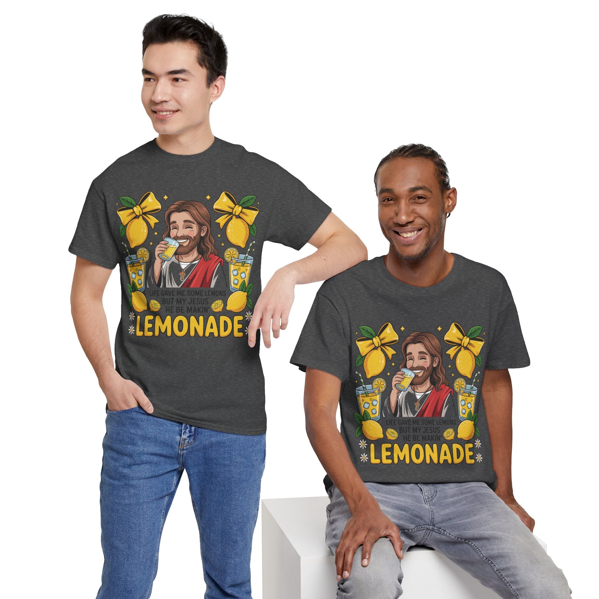 Jesus Drinking Lemonade T-Shirt — "Life Gave Me Some Lemons" Christian Unisex Cotton Tee