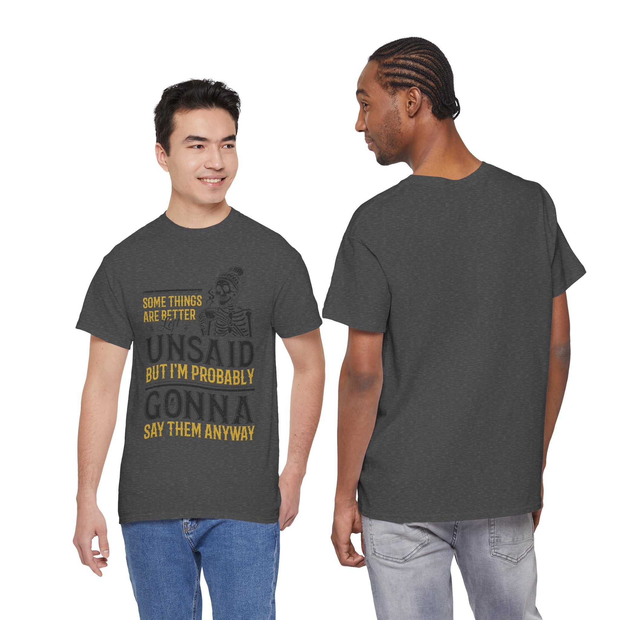 Distressed Yellow "Some Things Are Better Left Unsaid"Unisex Cotton Tee