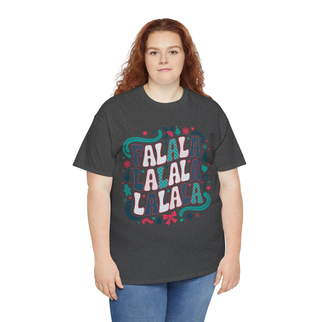 Fa La La La La Christmas T-Shirt — Festive Candy Cane & Gingerbread Holiday Unisex Cotton Tee