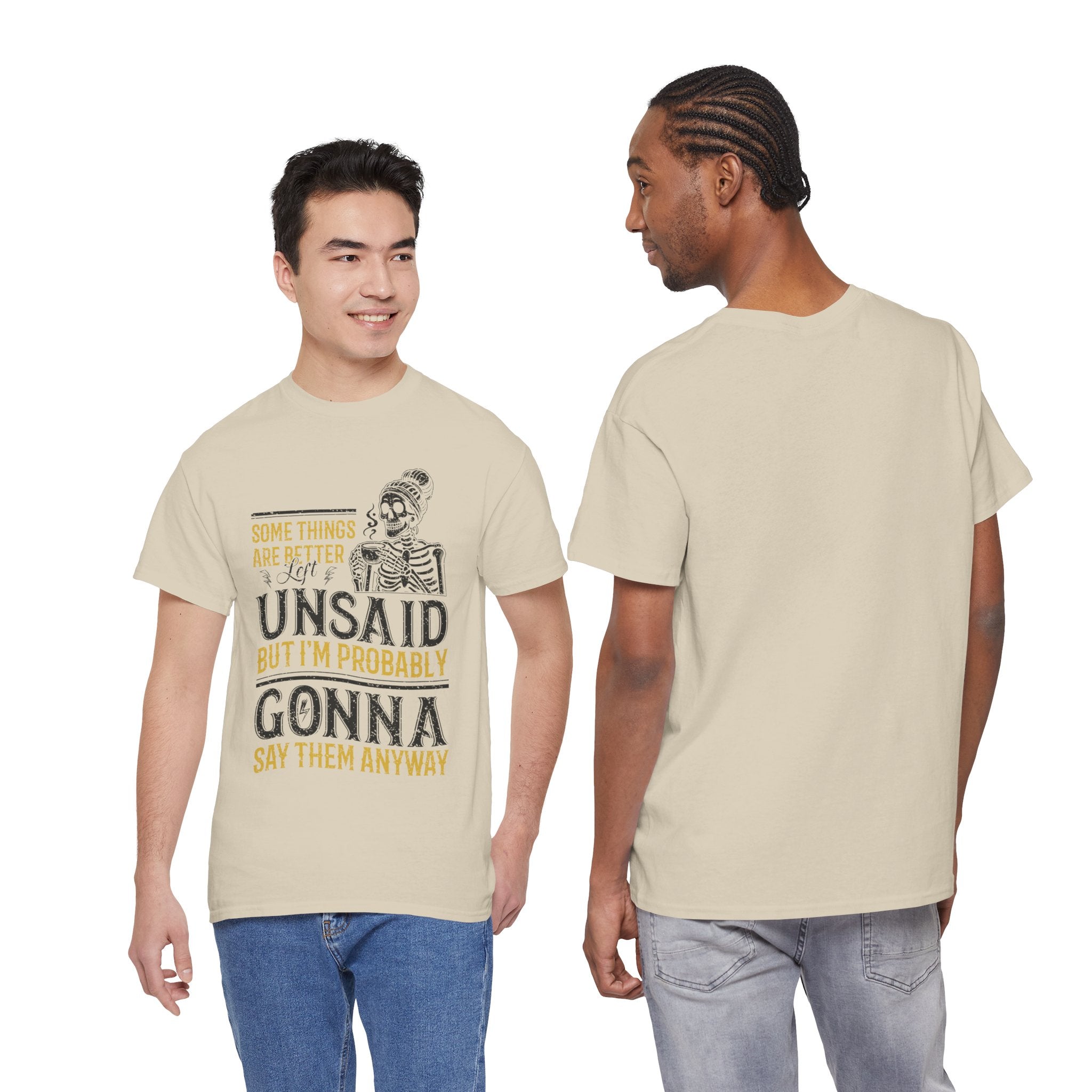 Distressed Yellow "Some Things Are Better Left Unsaid"Unisex Cotton Tee