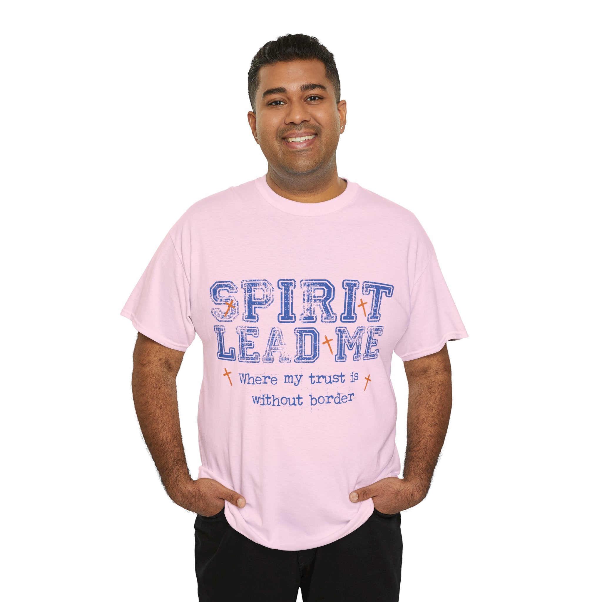 Christian Varsity Tee — “Spirit Lead Me — Where My Trust Is Without Border”. Unisex Cotton Tee