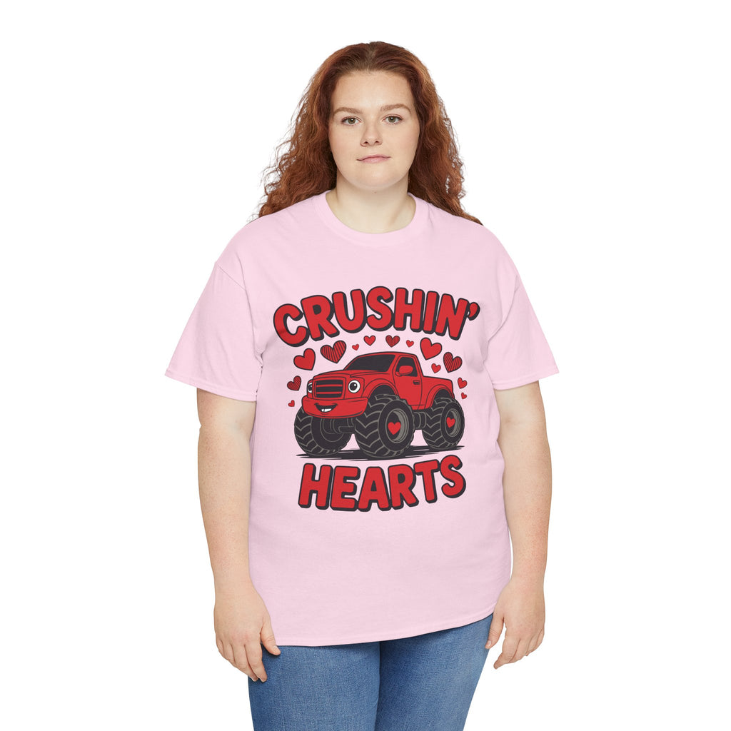 Crushin’ Hearts Valentine Monster Truck Unisex Cotton Tee