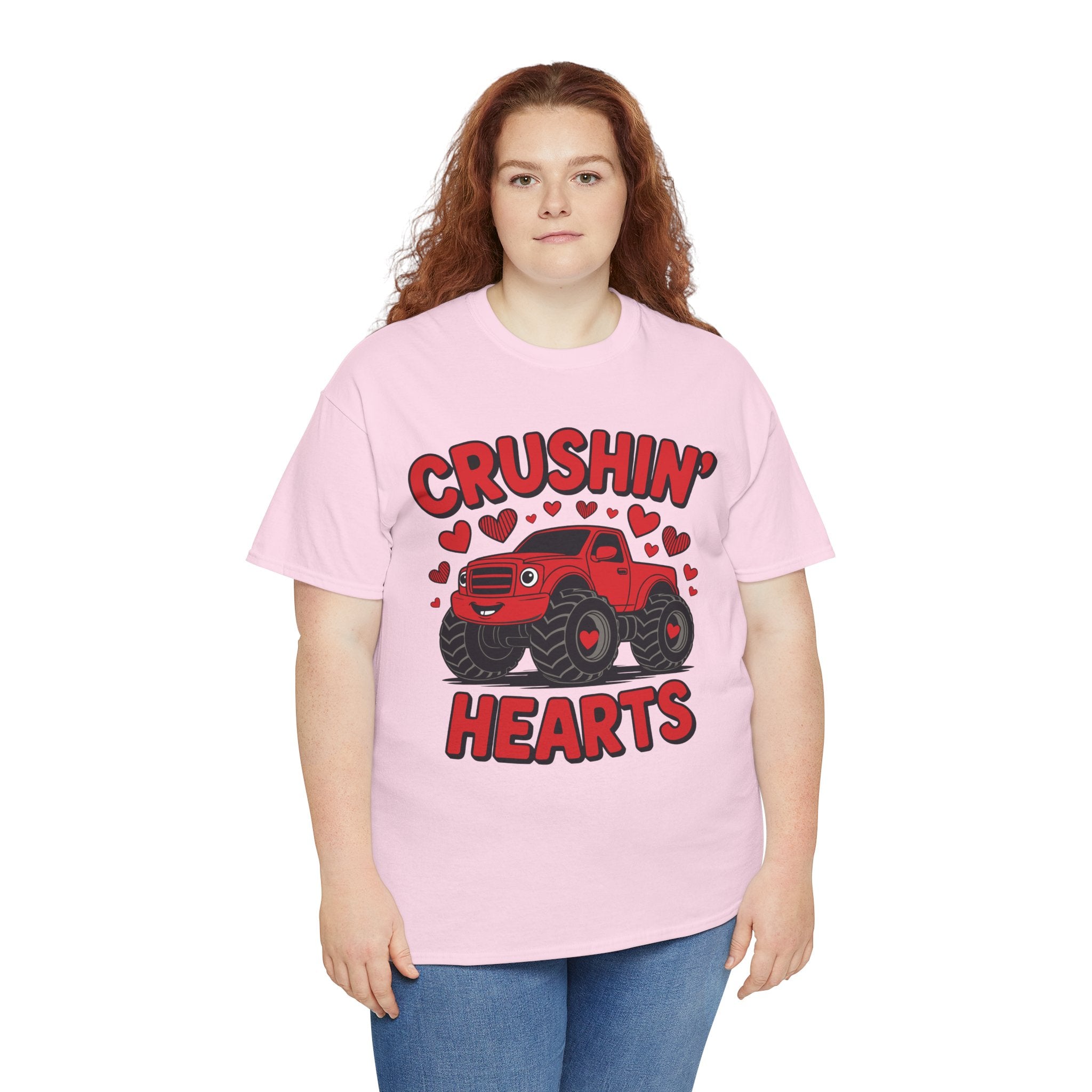 Crushin’ Hearts Valentine Monster Truck Unisex Cotton Tee