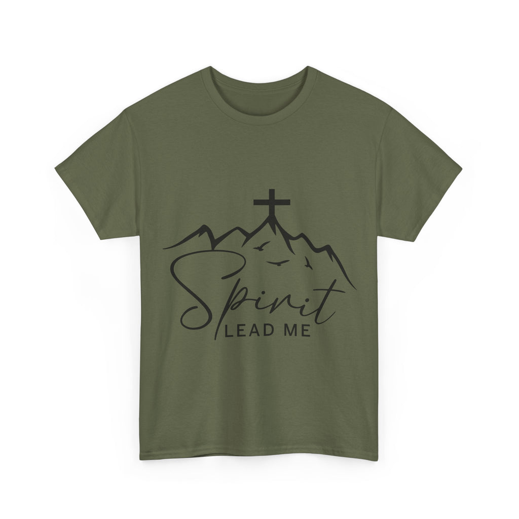 Spirit Lead Me Christian T‑Shirt — Minimalist Cross Unisex Cotton Tee