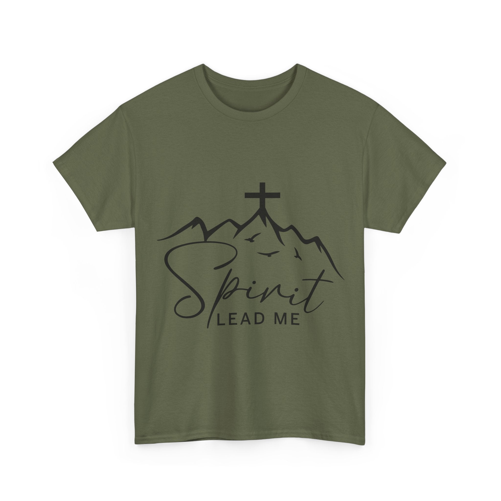 Spirit Lead Me Christian T‑Shirt — Minimalist Cross Unisex Cotton Tee