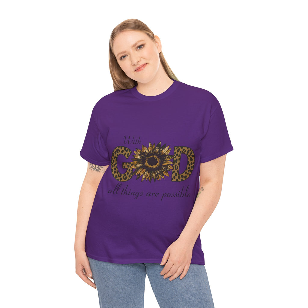 GOD Leopard Print Sunflower Unisex Cotton Tee