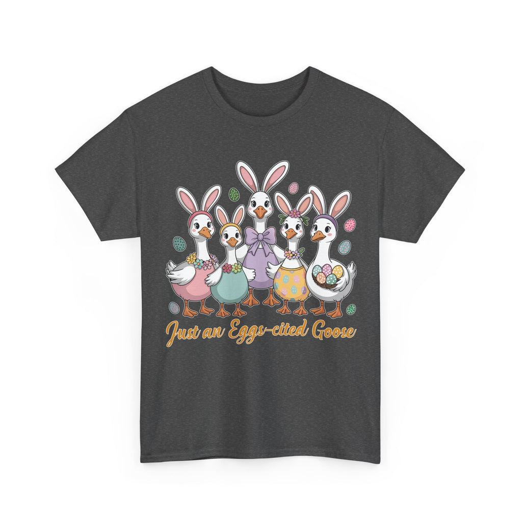 Just an Eggs-cited Goose Easter Tee — Funny Geese in Bunny Ears Unisex Cotton Tee