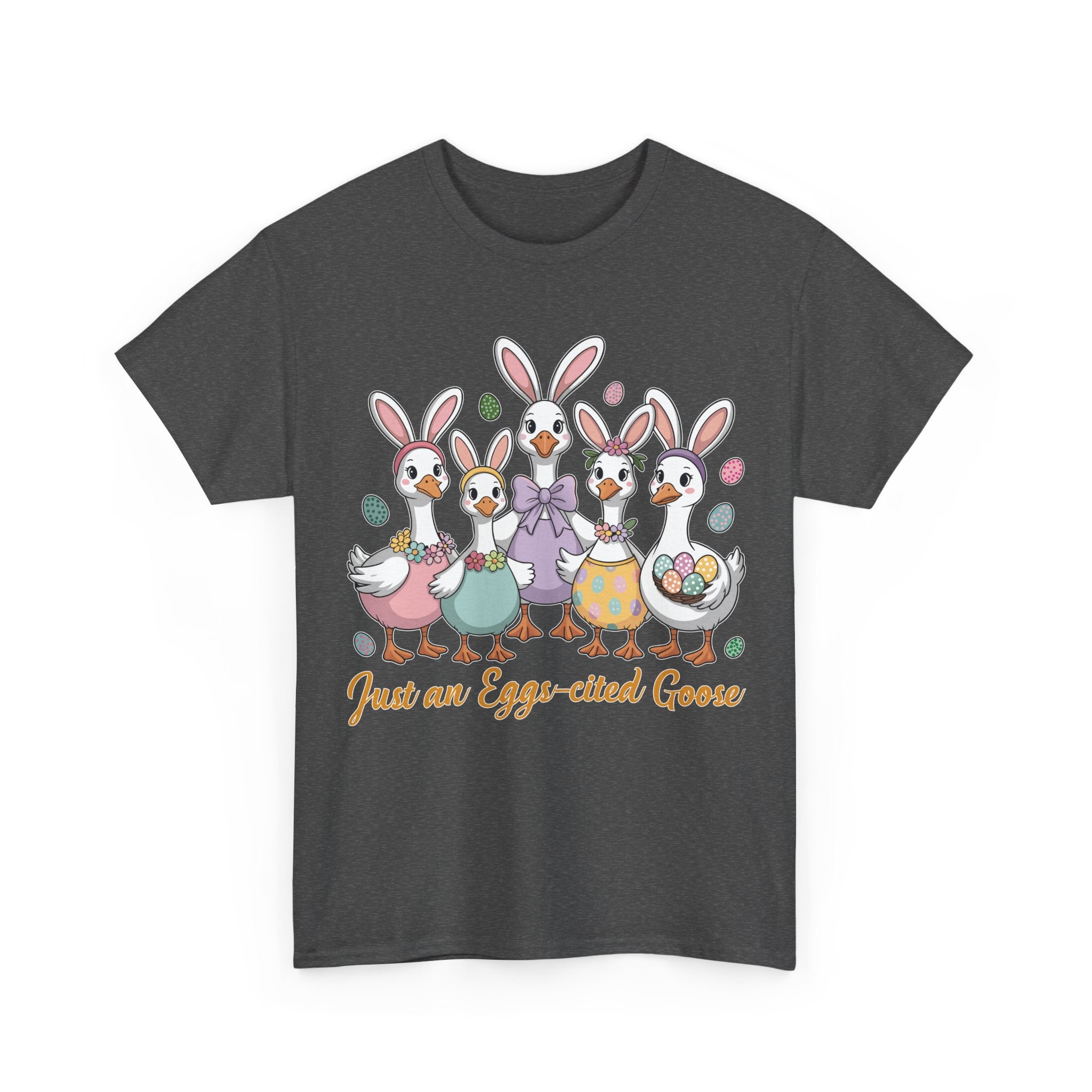 Just an Eggs-cited Goose Easter Tee — Funny Geese in Bunny Ears Unisex Cotton Tee