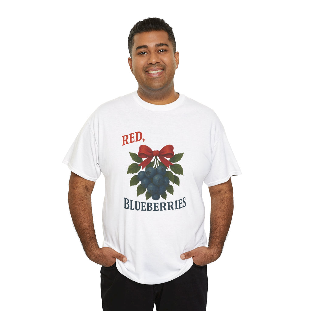 Red, White & Blueberries T-Shirt — Patriotic Blueberry Graphic Unisex Cotton Tee