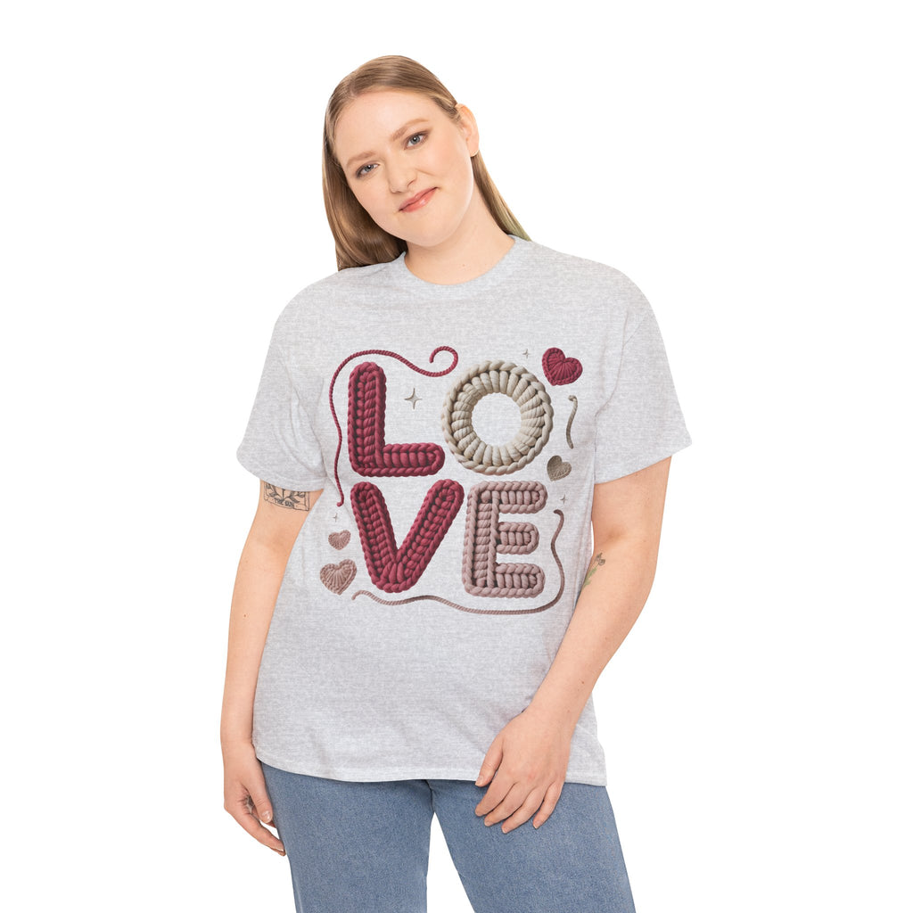 LOVE Faux Yarn Heart Unisex Cotton Tee