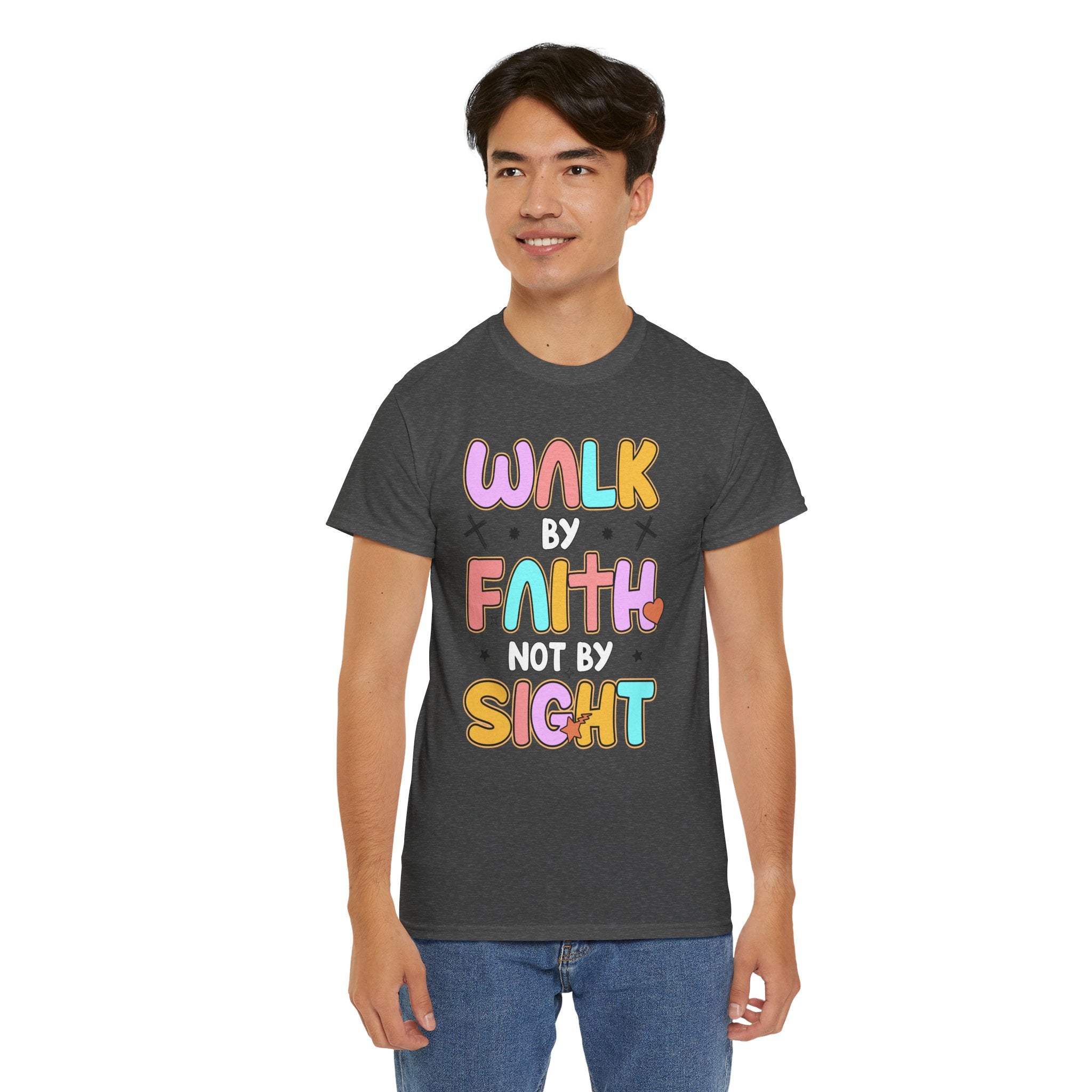 Walk by Faith Not by Sight T-Shirt — Pastel Christian Faith Unisex Cotton Tee