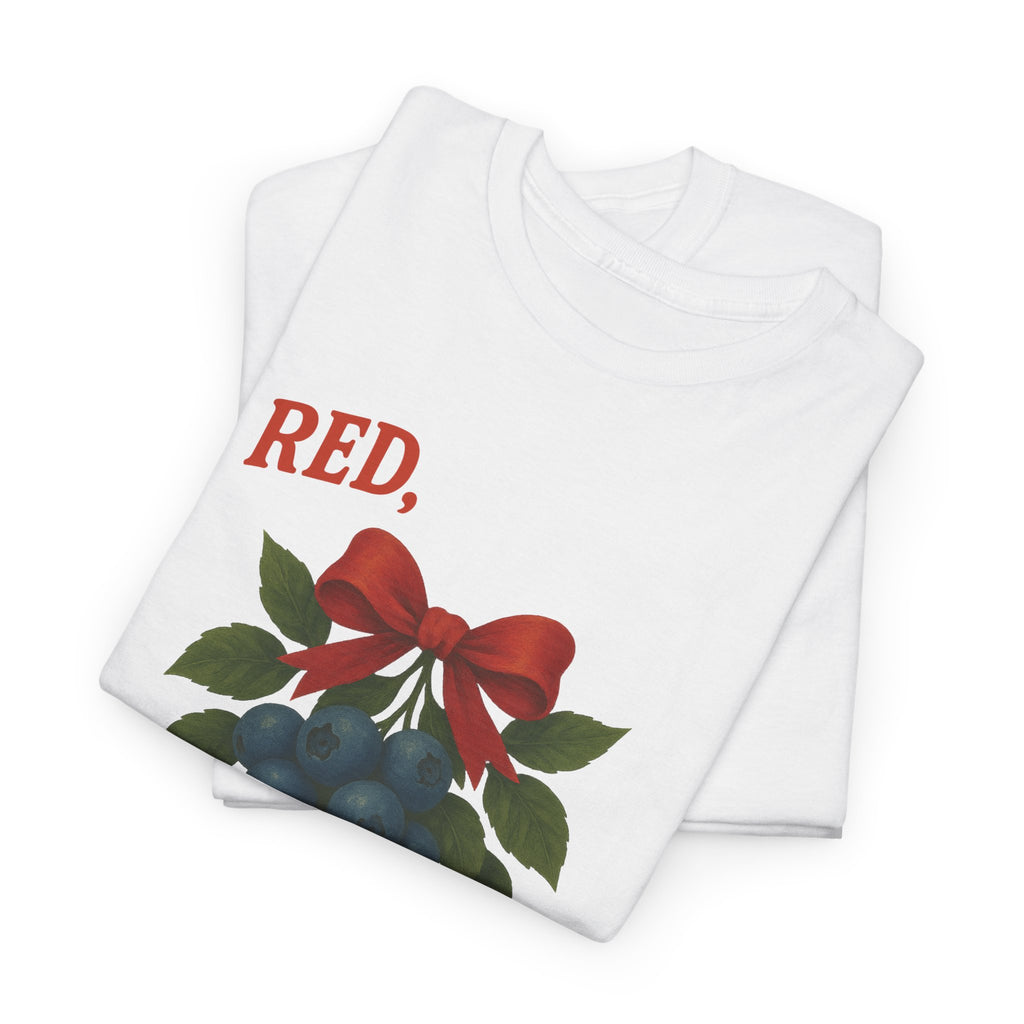 Red, White & Blueberries T-Shirt — Patriotic Blueberry Graphic Unisex Cotton Tee