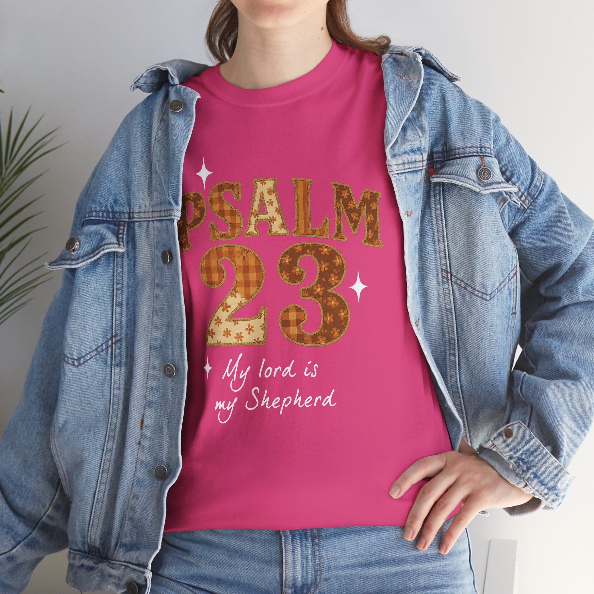 Psalm 23 Floral Tee — “My Lord Is My Shepherd” Stitched-Text Unisex Cotton Tee