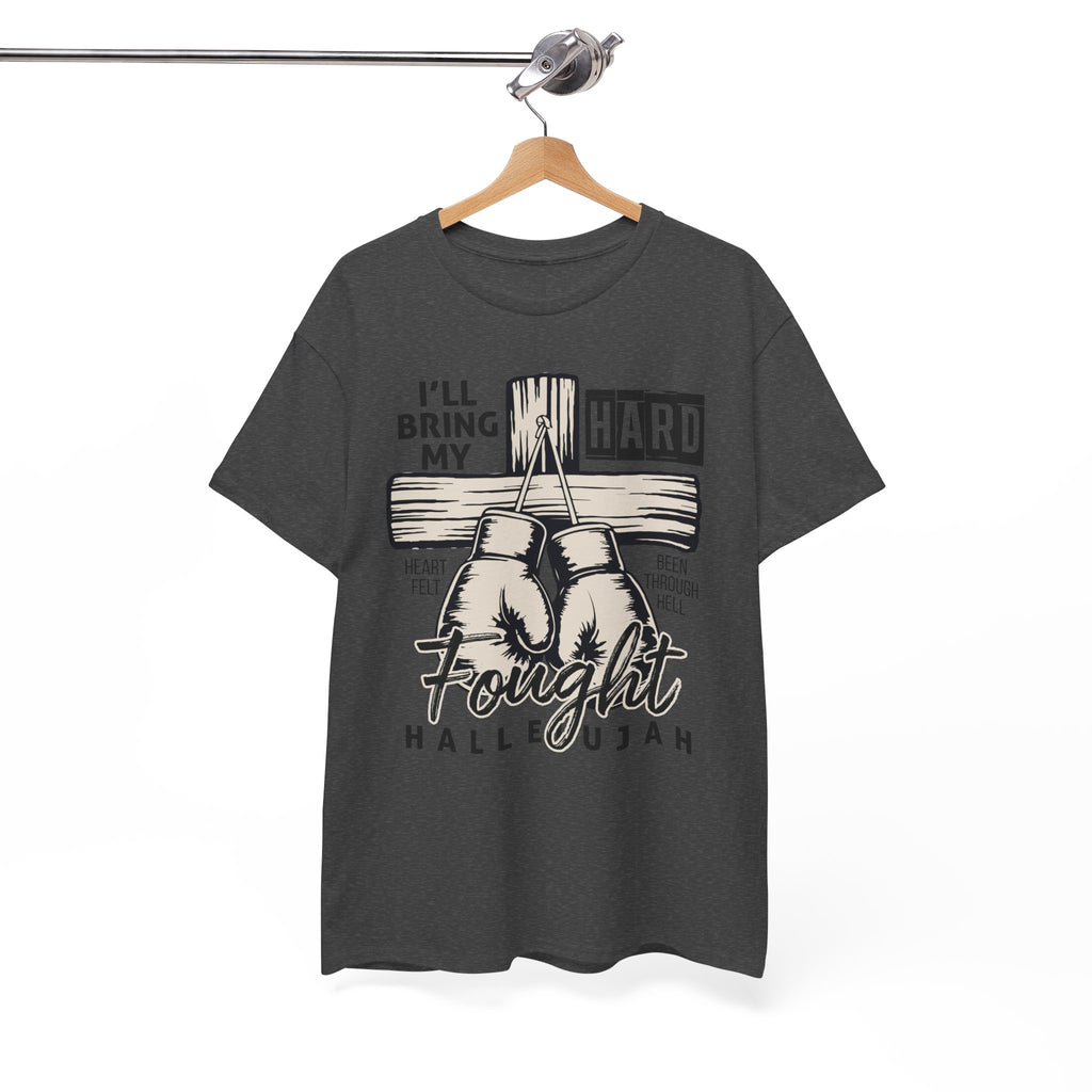 Christian Boxing Gloves Cross Tee — "I’ll Bring My Hard-Fought Heart."Unisex Cotton Tee