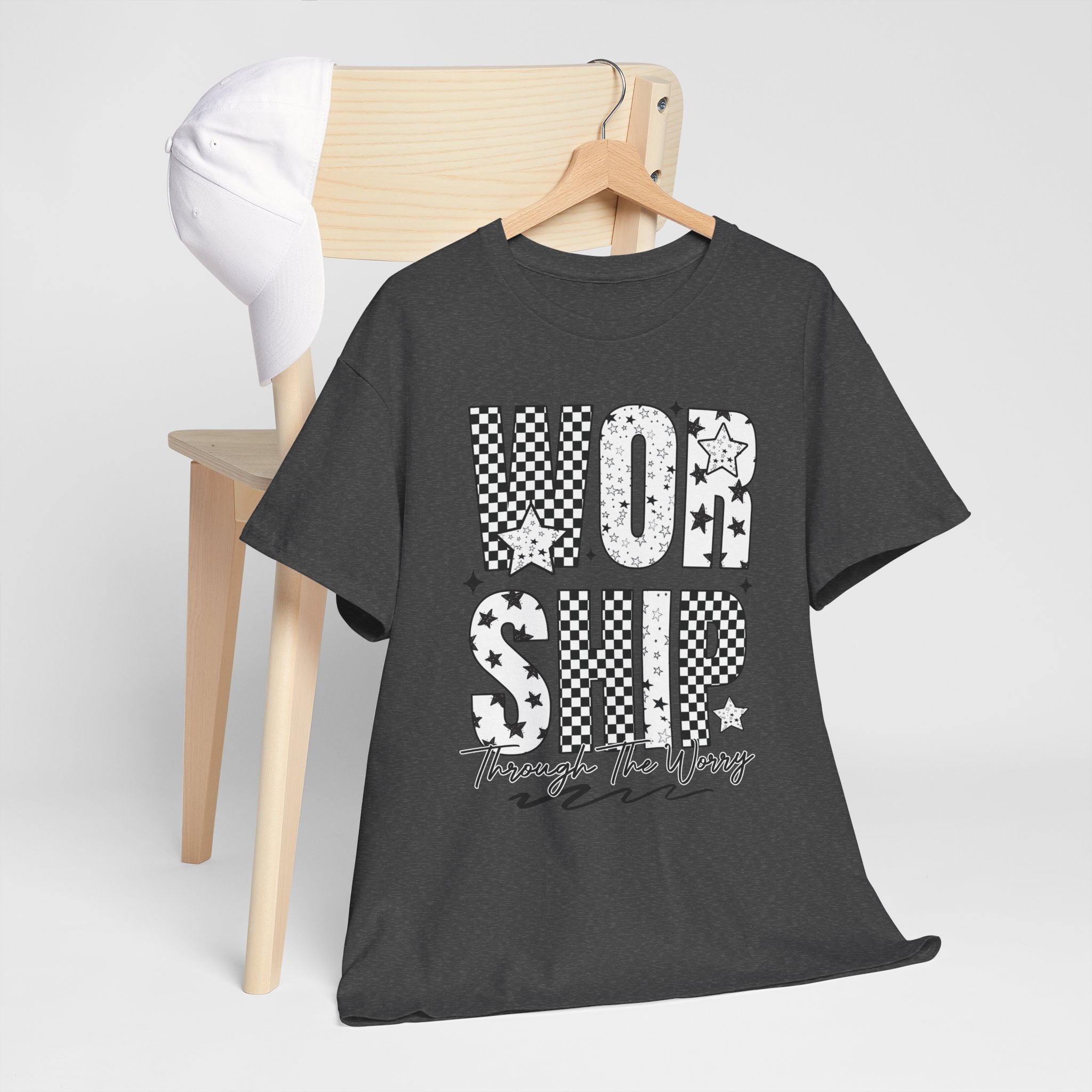 WORSHIP Through The Worry Checkerboard Unisex Cotton Tee