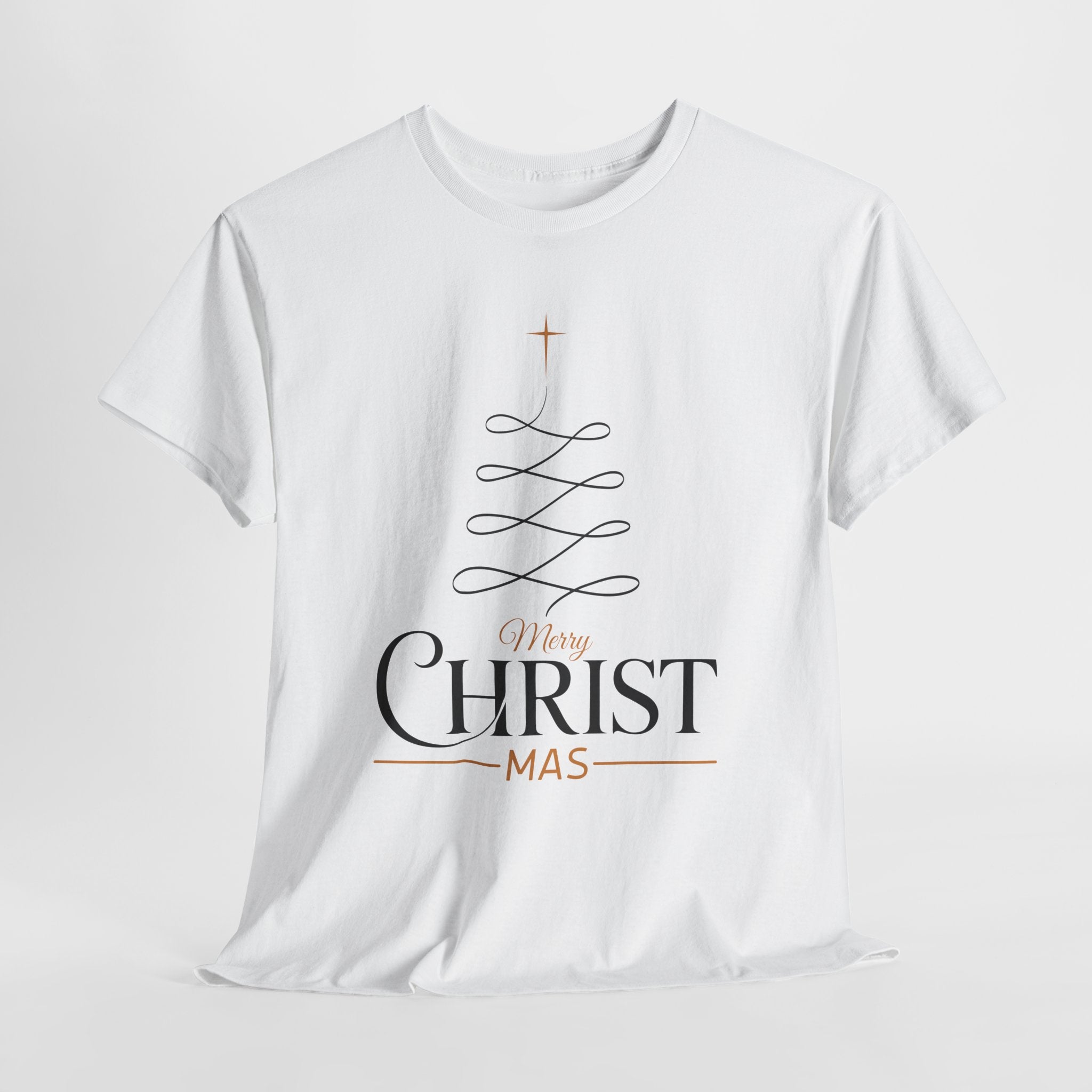 Merry Christmas Gold Cross Tree Unisex Cotton Tee