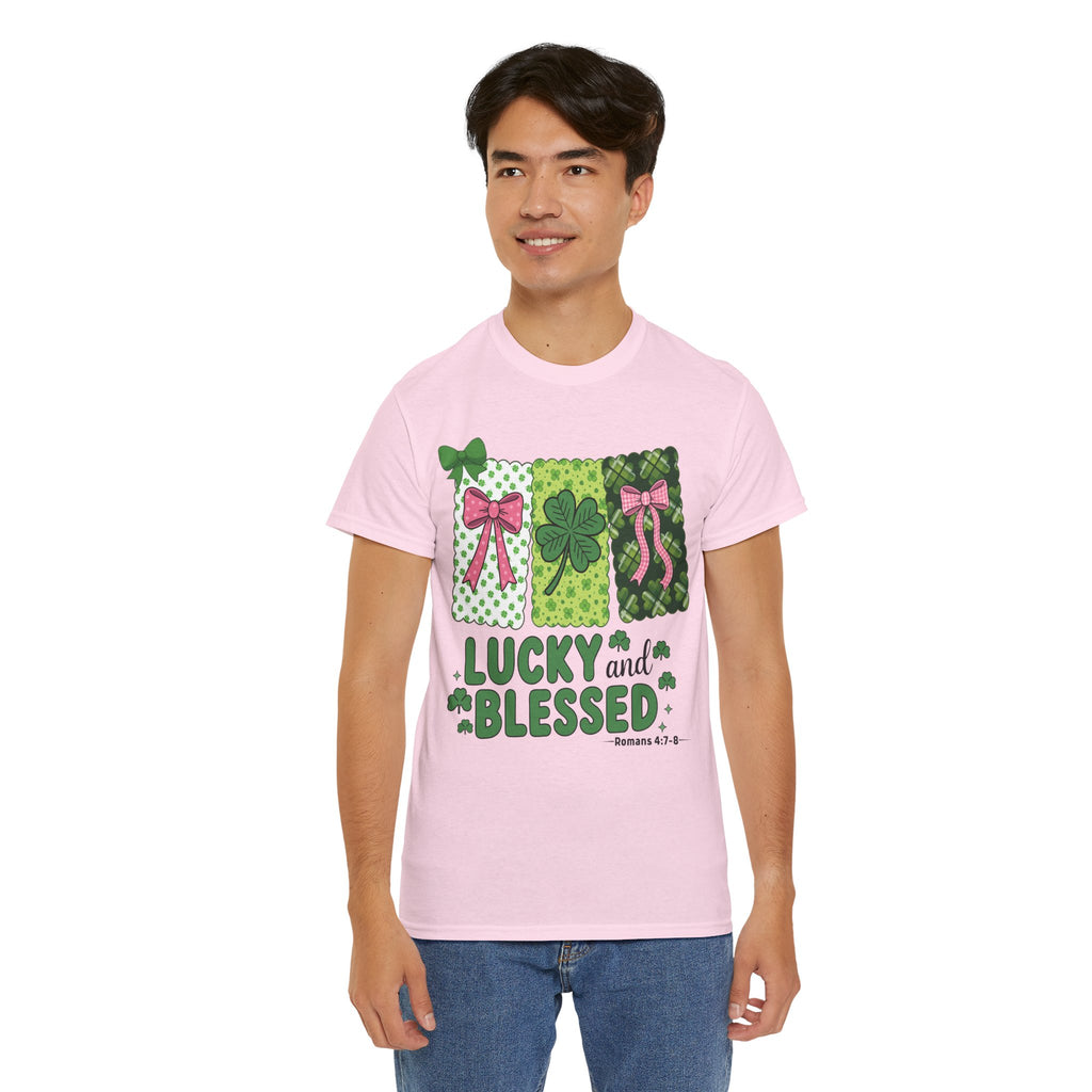 Lucky and Blessed Clover Unisex Cotton Tee
