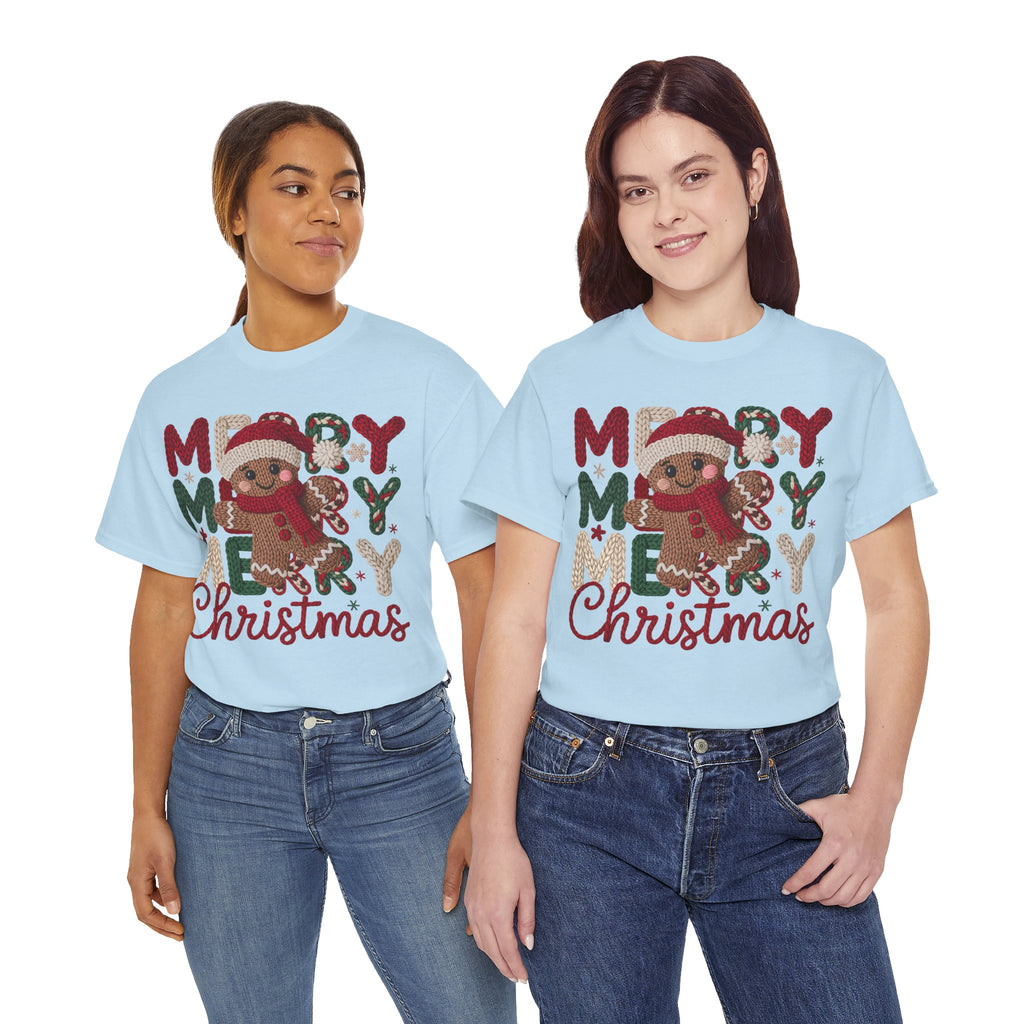 Merry Merry Merry Christmas Gingerbread Unisex Cotton Tee