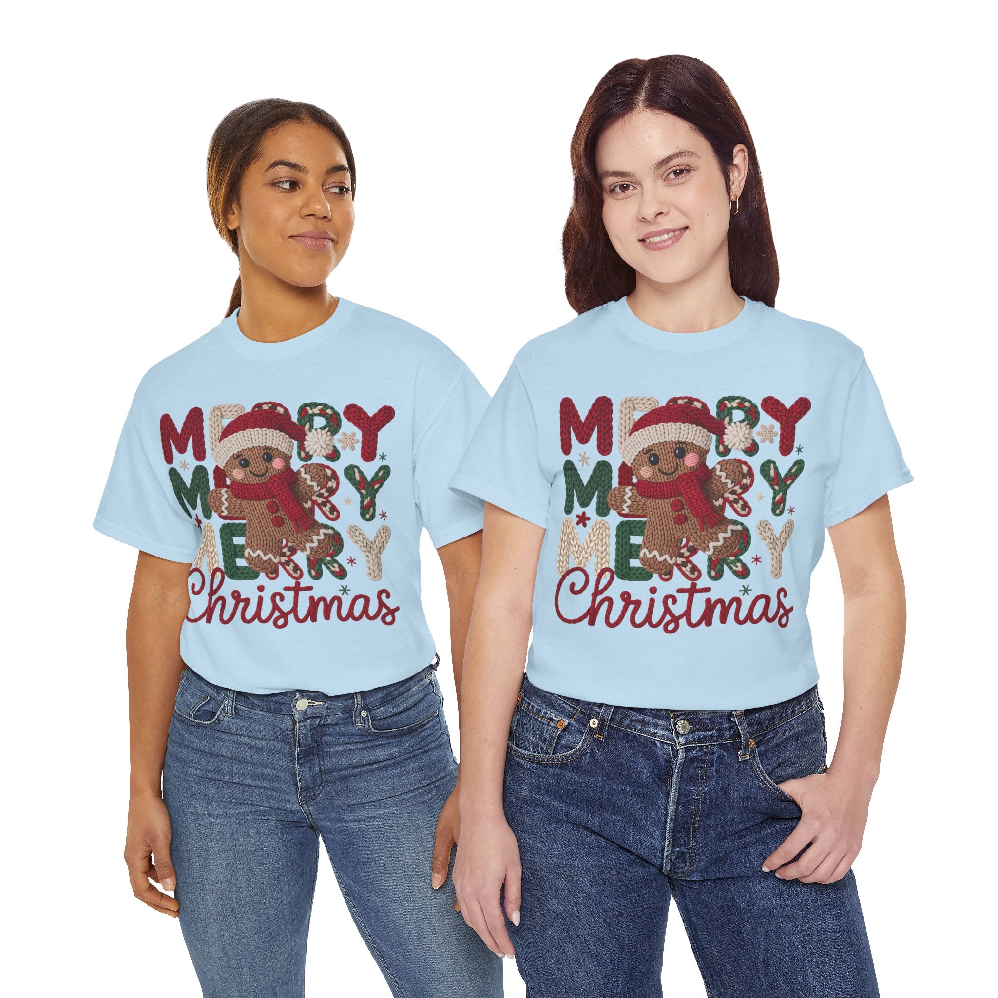 Merry Merry Merry Christmas Gingerbread Unisex Cotton Tee