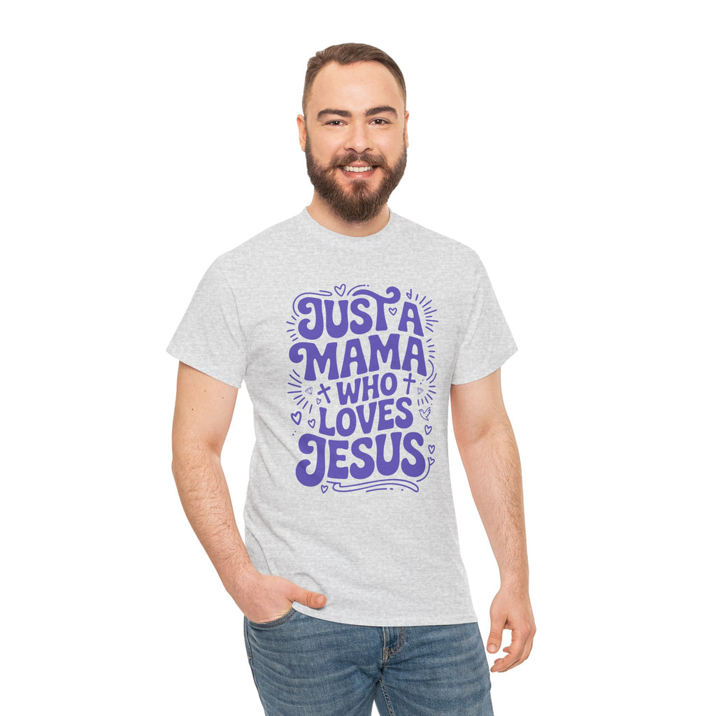 Mama Who Loves Jesus T-Shirt — Bright Green Bubbly Faith Unisex Cotton Tee