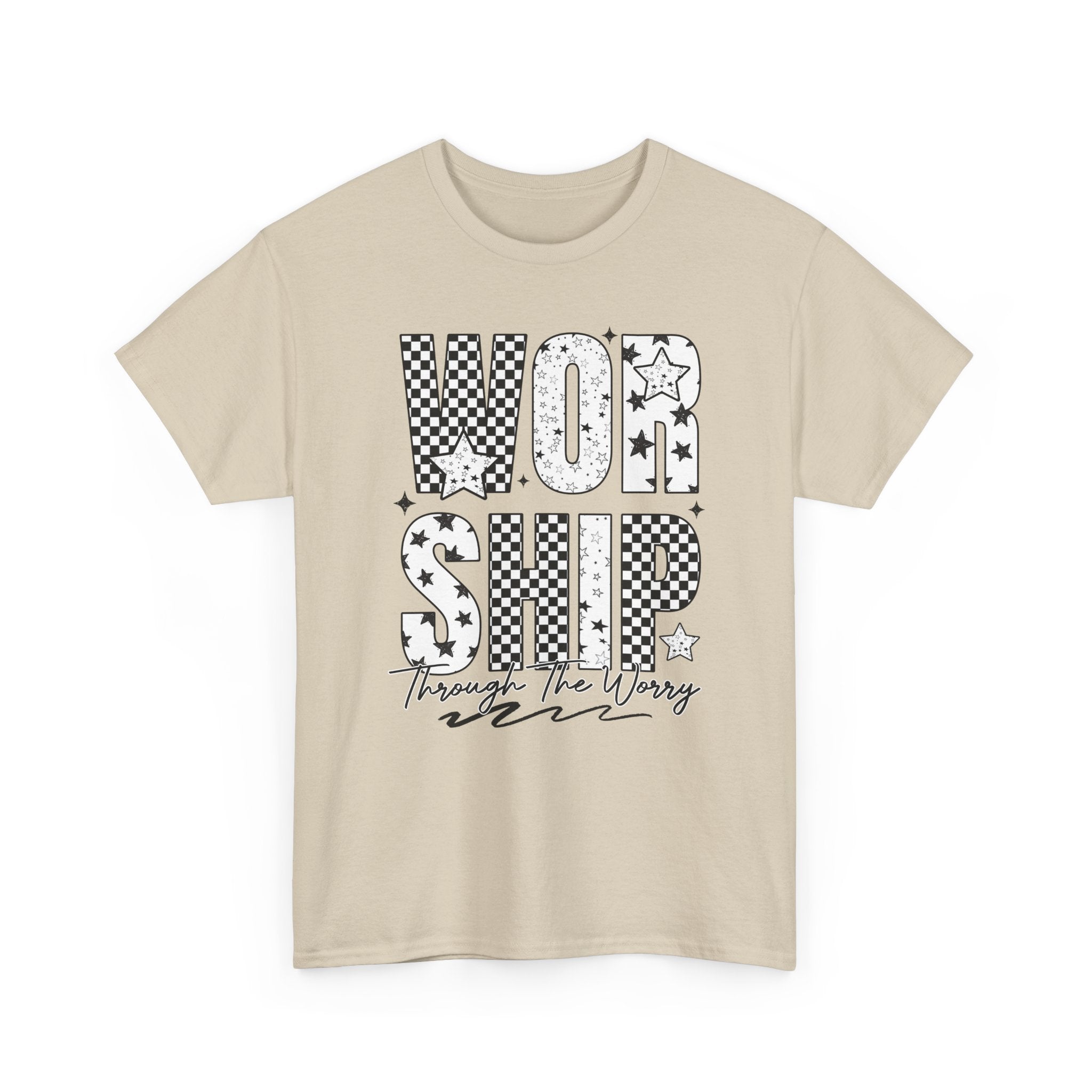 WORSHIP Through The Worry Checkerboard Unisex Cotton Tee