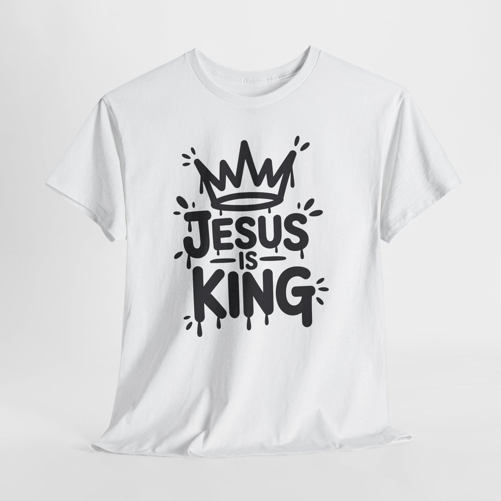 Jesus Is King Crown T-Shirt — Minimalist Christian Unisex Cotton Tee