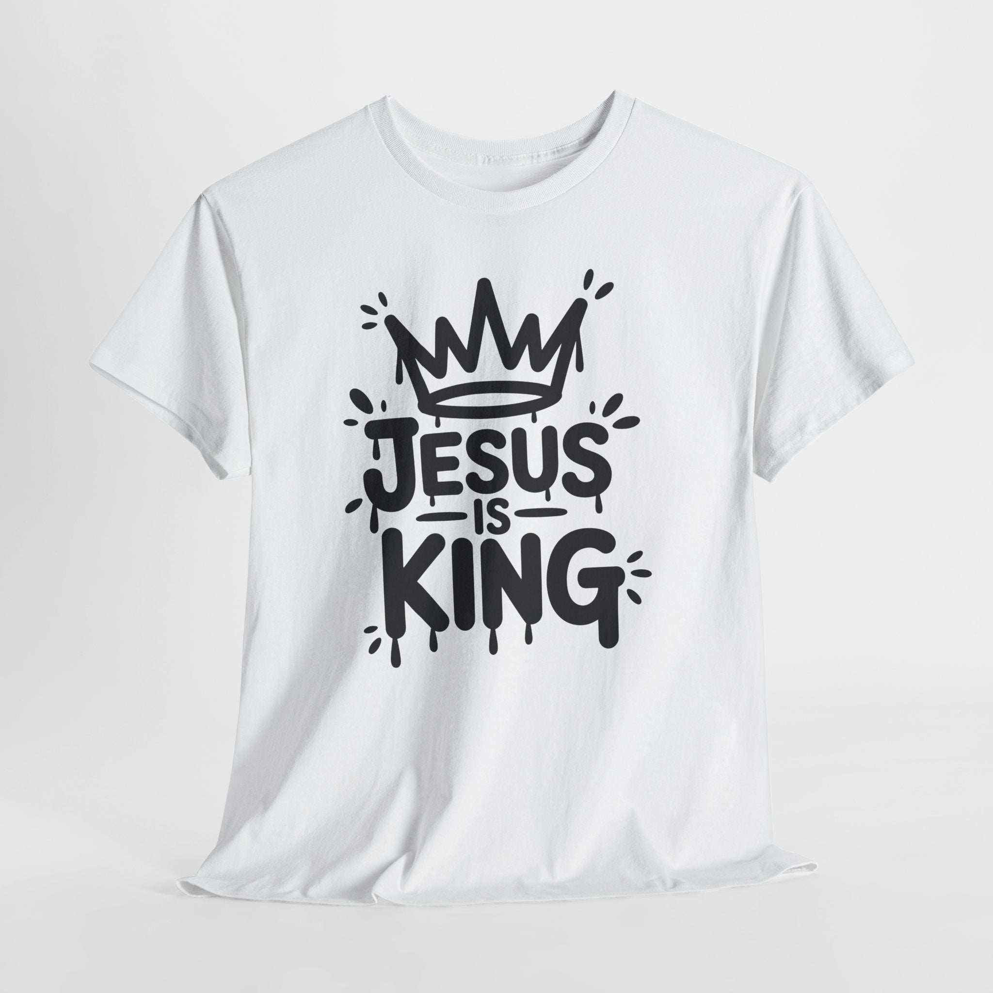 Jesus Is King Crown T-Shirt — Minimalist Christian Unisex Cotton Tee