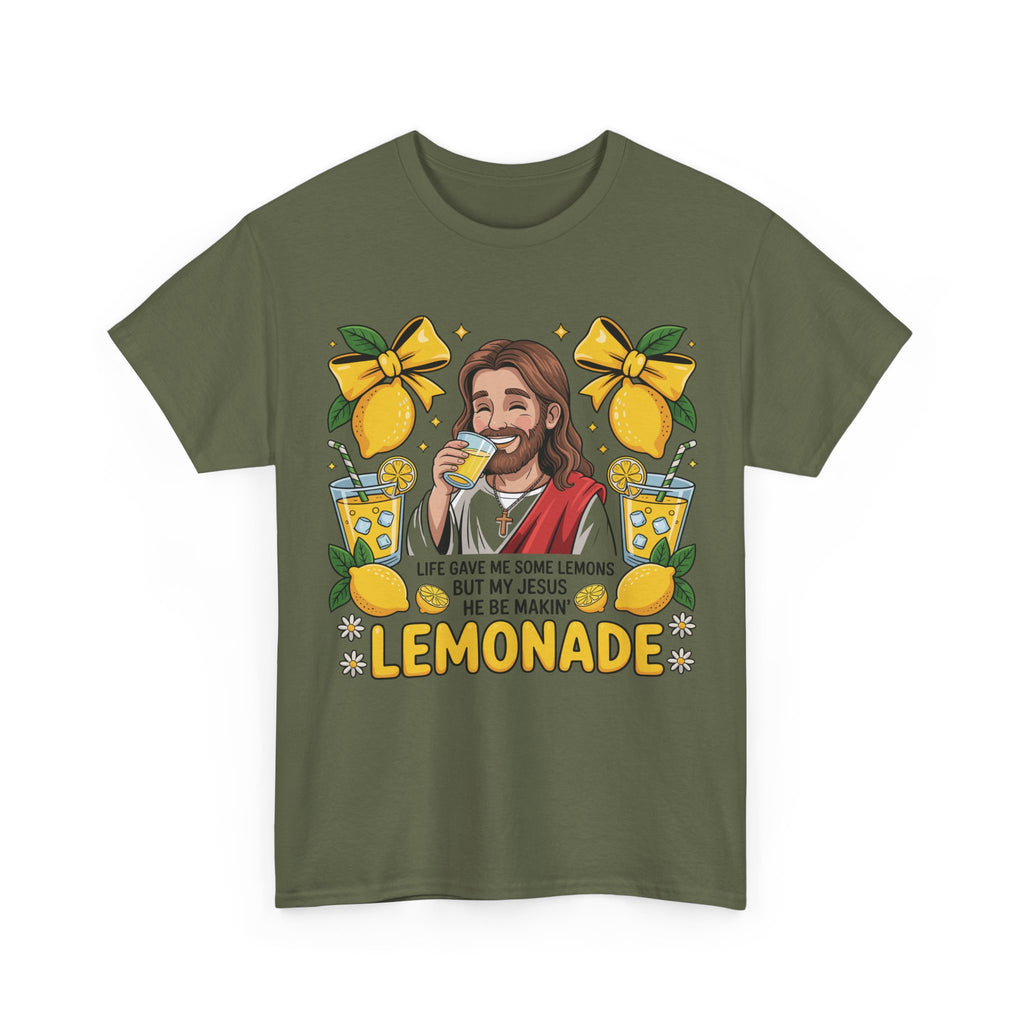 Jesus Drinking Lemonade T-Shirt — "Life Gave Me Some Lemons" Christian Unisex Cotton Tee