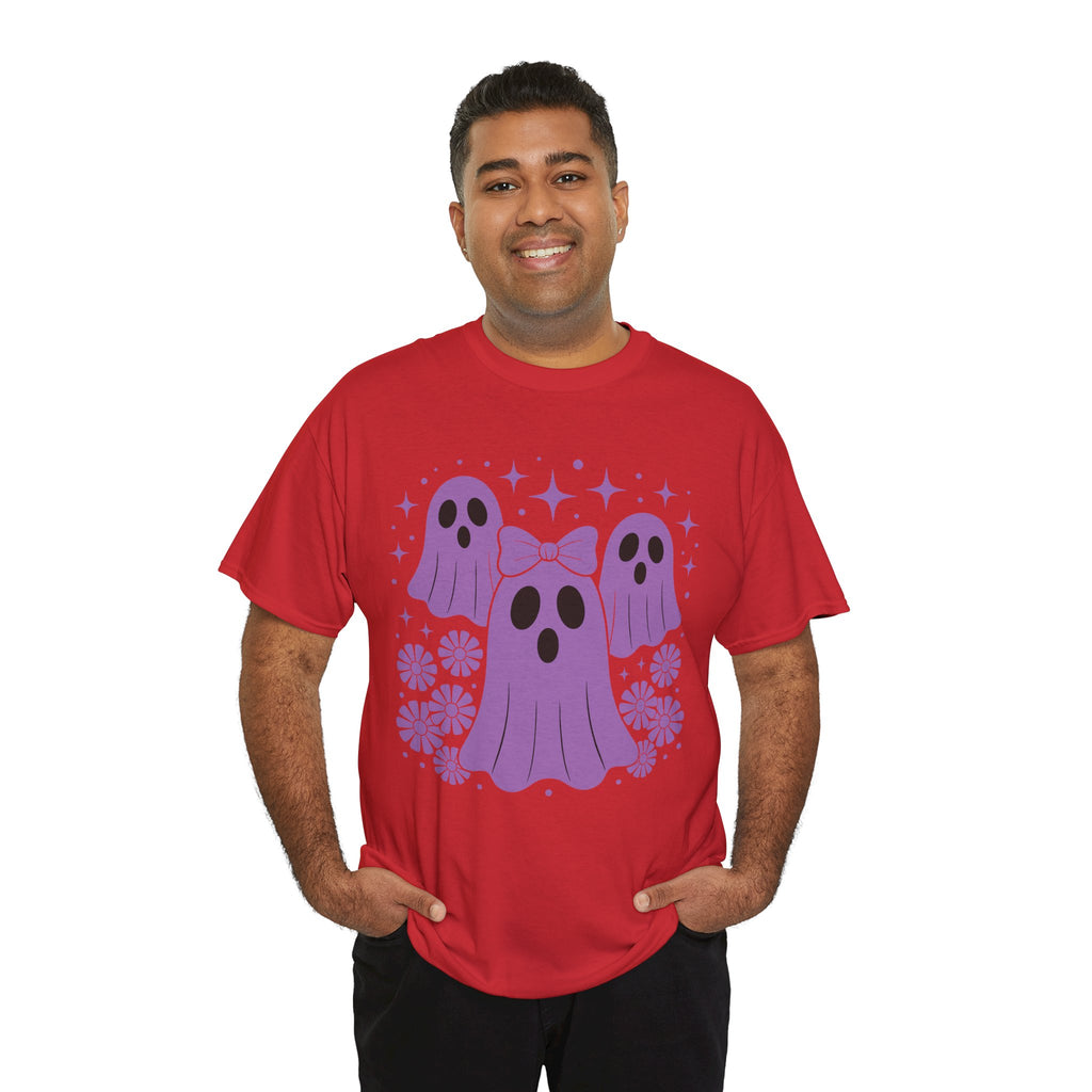 Purple Ghost Halloween Unisex Cotton Tee