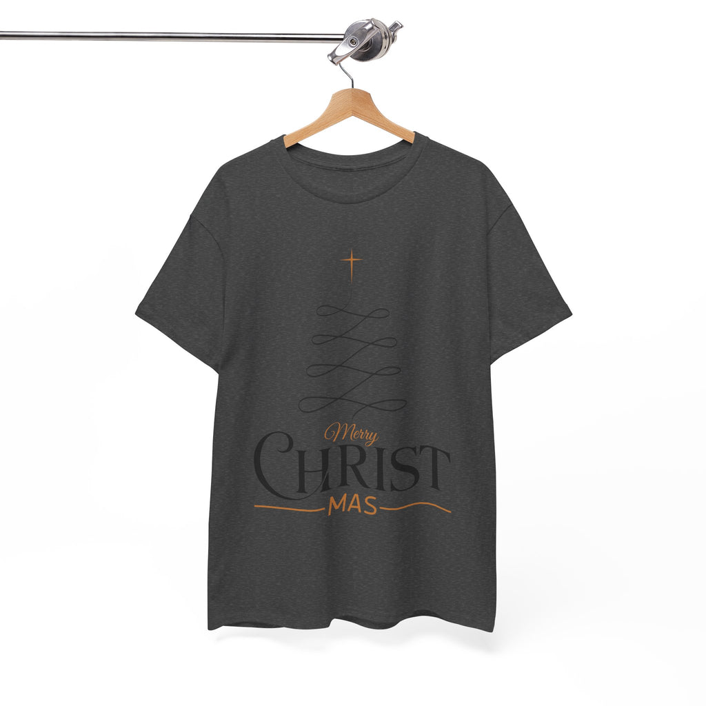 Merry Christmas Gold Cross Tree Unisex Cotton Tee