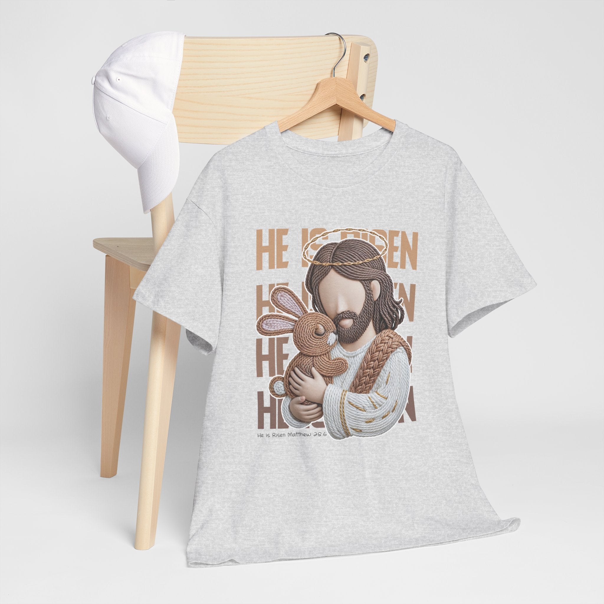 He Is Risen Matthew 28:6 Jesus With Lamb Unisex Cotton T-Shirt