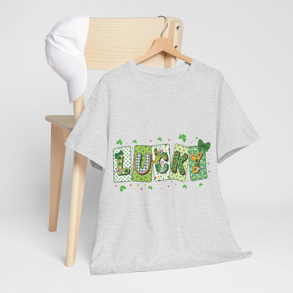 Lucky Patchwork Plaid Clover Tee — St. Patrick’s Day Unisex Cotton T-Shirt