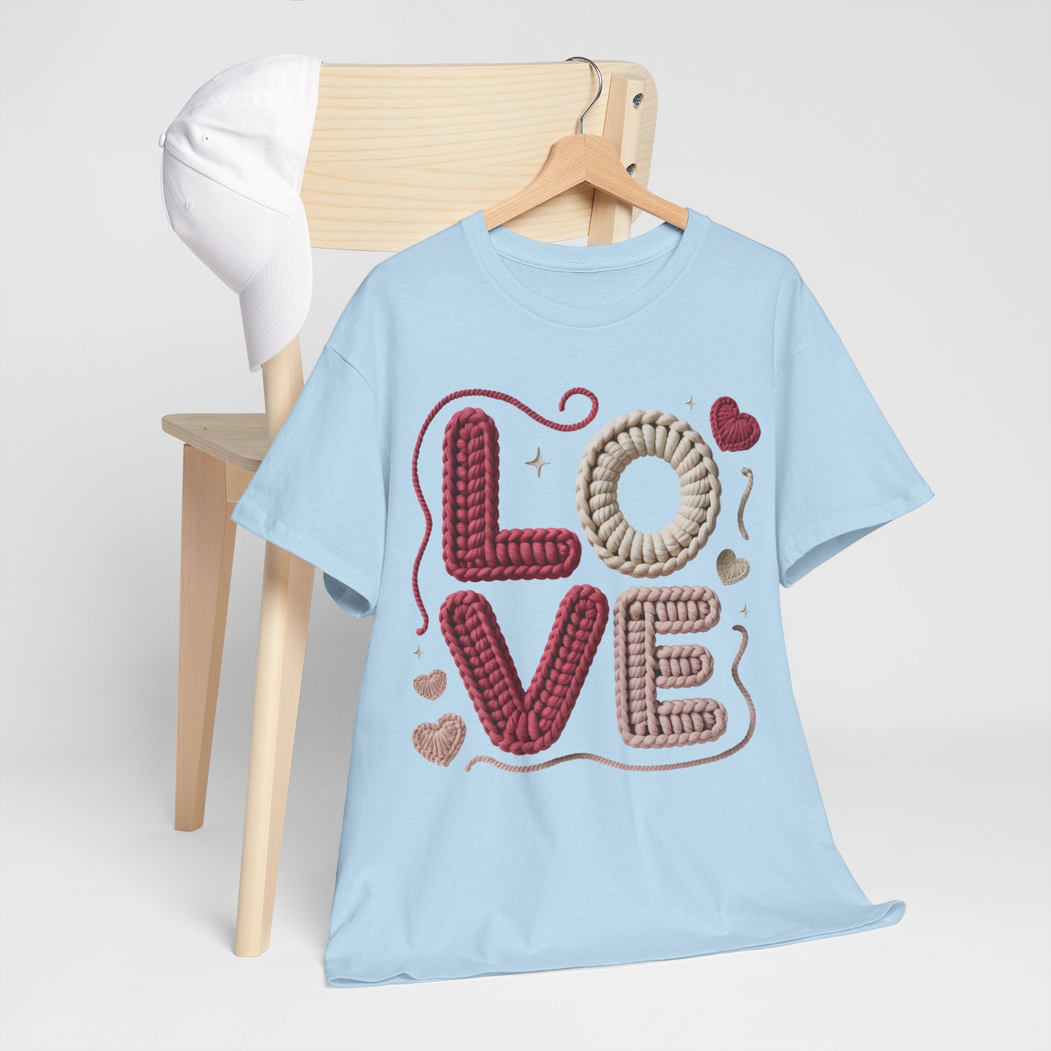 LOVE Faux Yarn Heart Unisex Cotton Tee