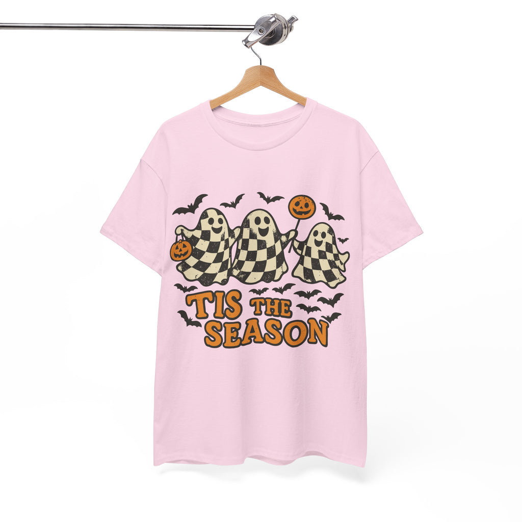 Halloween Ghosts Checker Pattern Unisex Cotton Tee