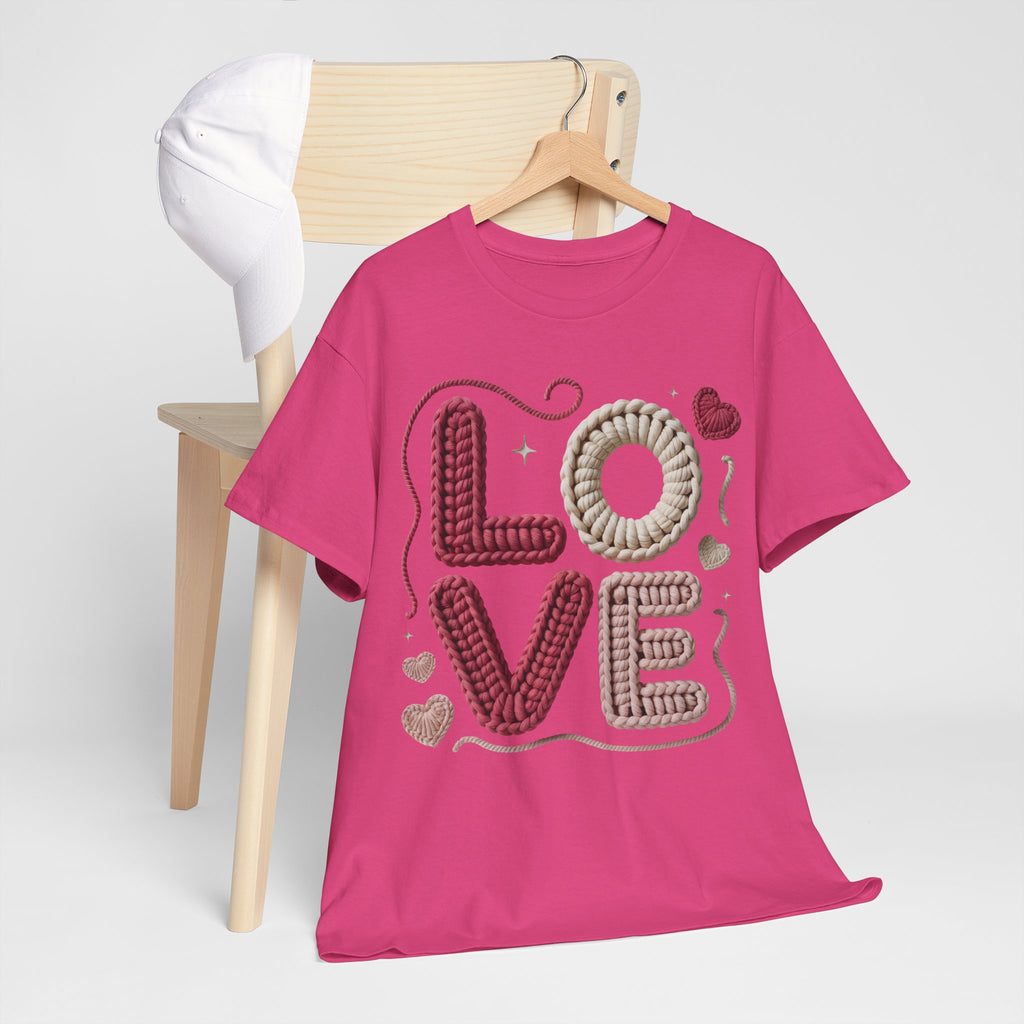 LOVE Faux Yarn Heart Unisex Cotton Tee