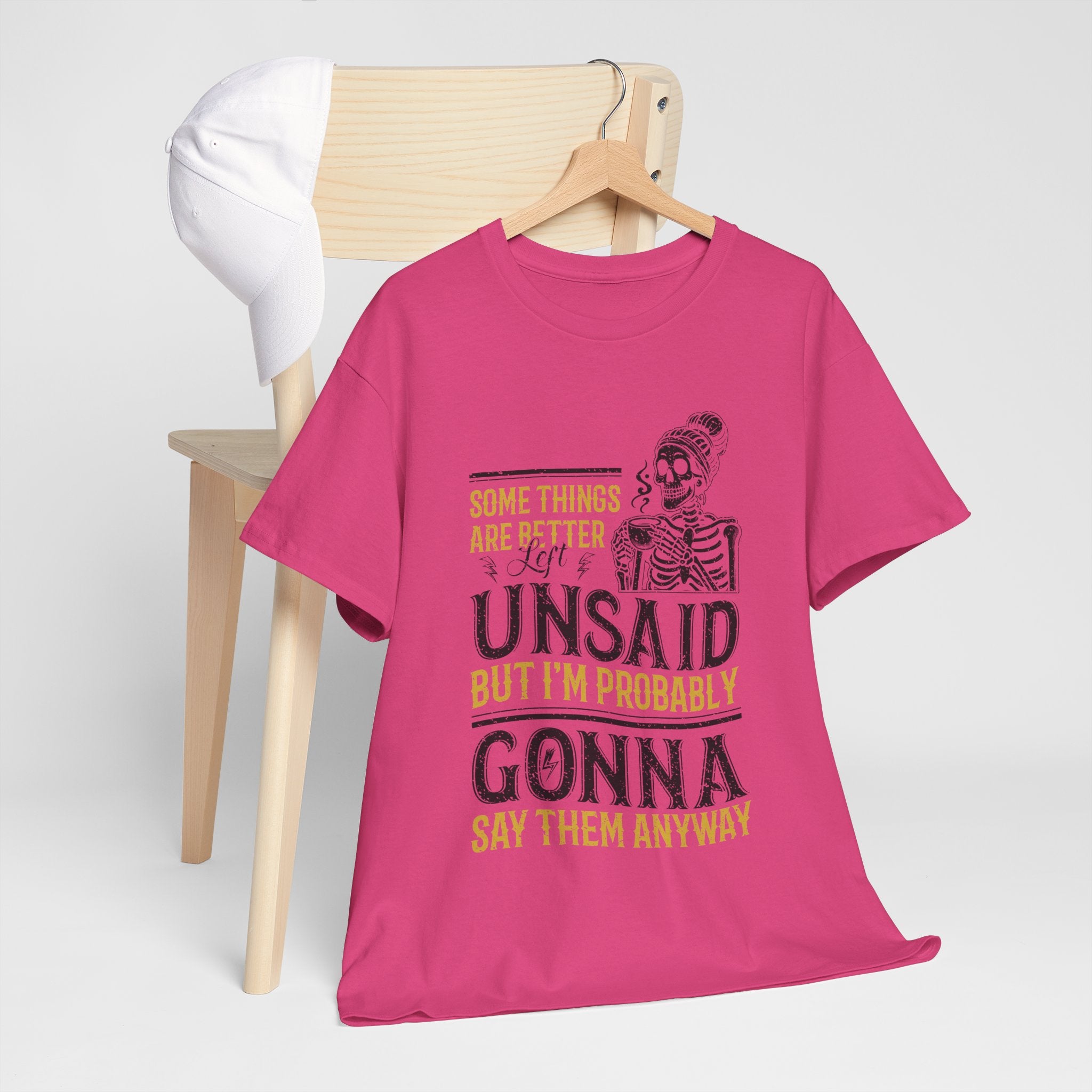 Distressed Yellow "Some Things Are Better Left Unsaid"Unisex Cotton Tee