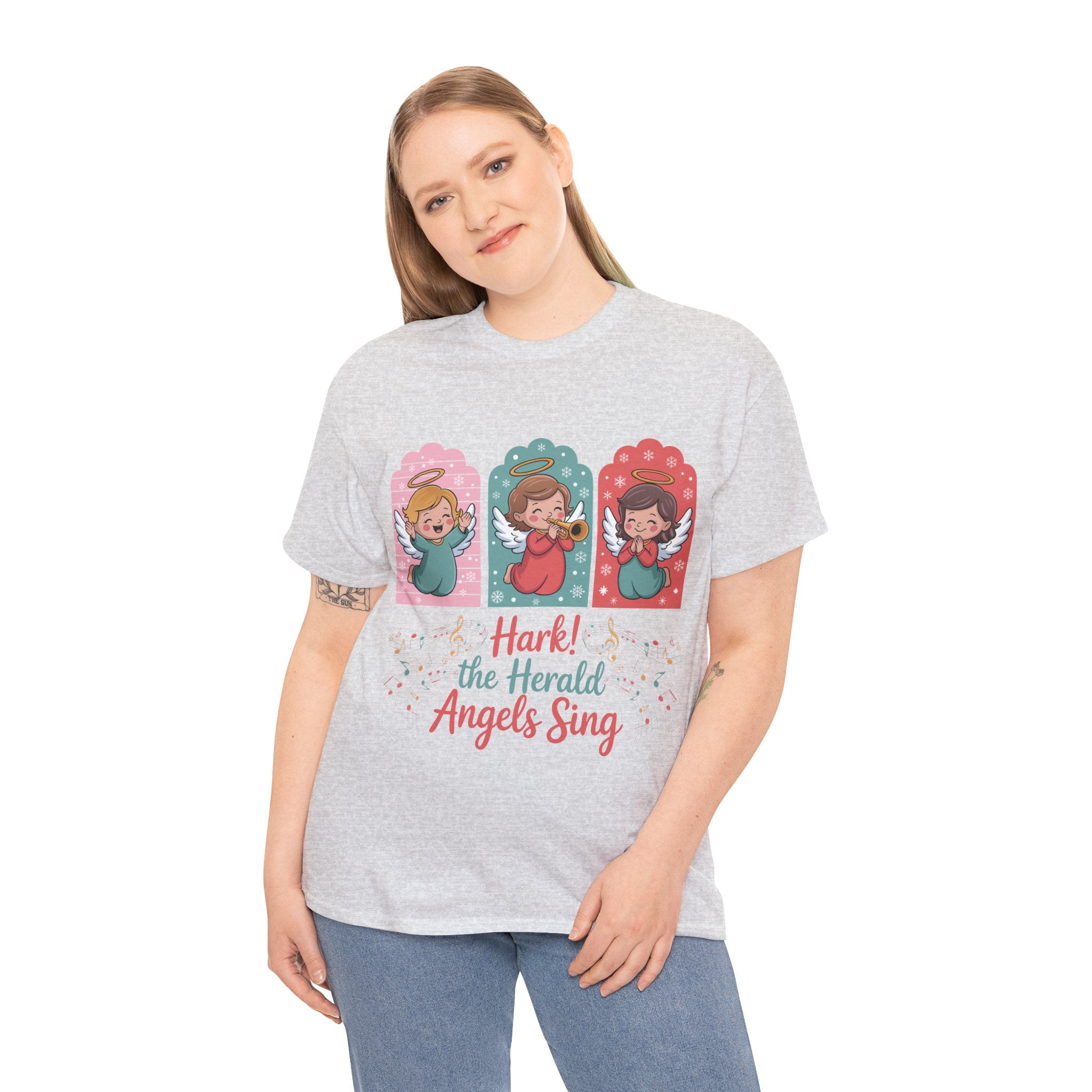 Hark! The Herald Angels Sing Tee — Three Singing Angels Christmas Unisex Cotton T-Shirt