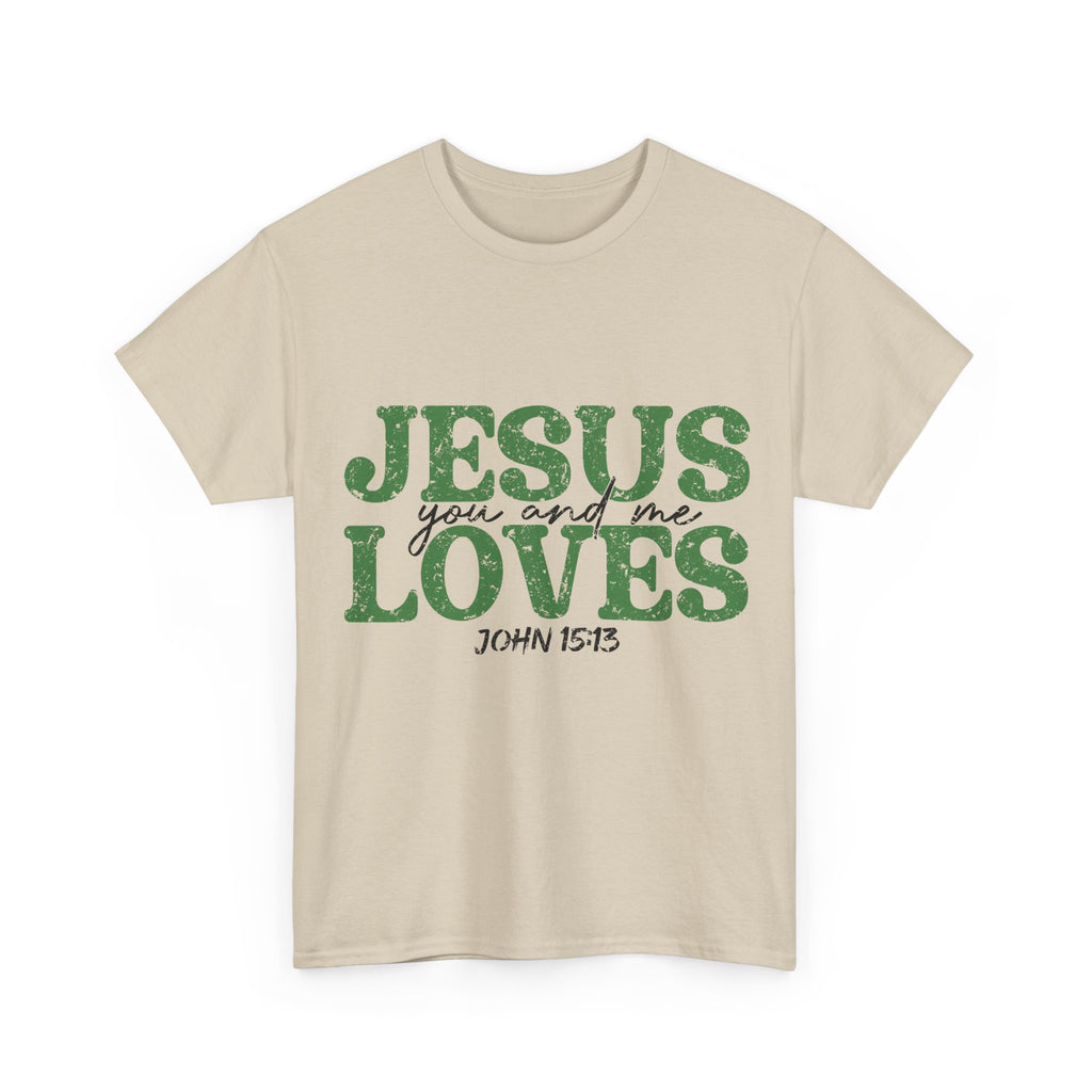 Jesus Loves Vintage Tee — Green Retro Christian Unisex Cotton T-Shirt