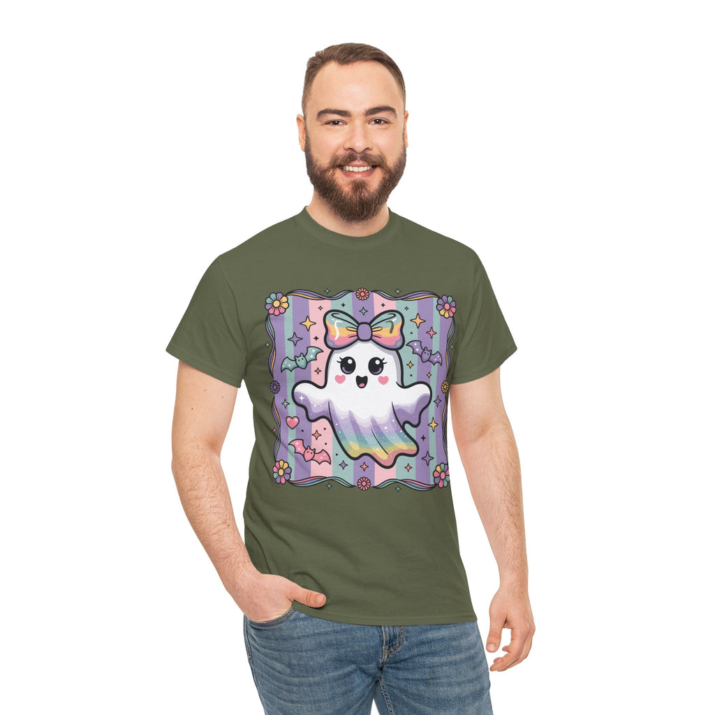 Pastel Ghost Rainbow Bow Unisex Cotton Tee