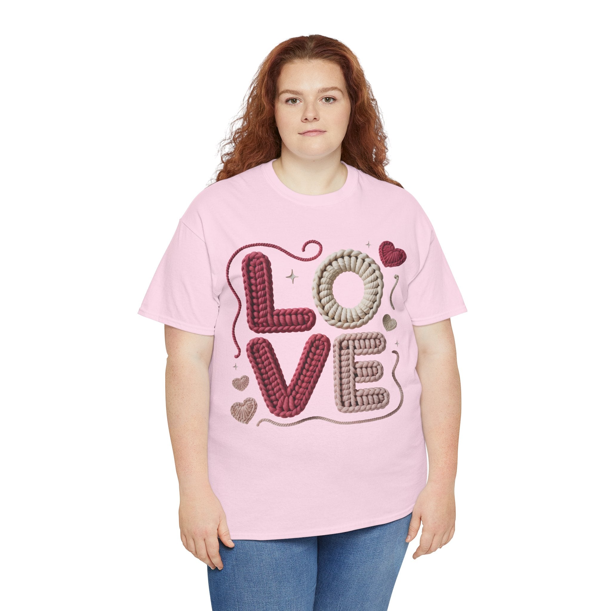 LOVE Faux Yarn Heart Unisex Cotton Tee
